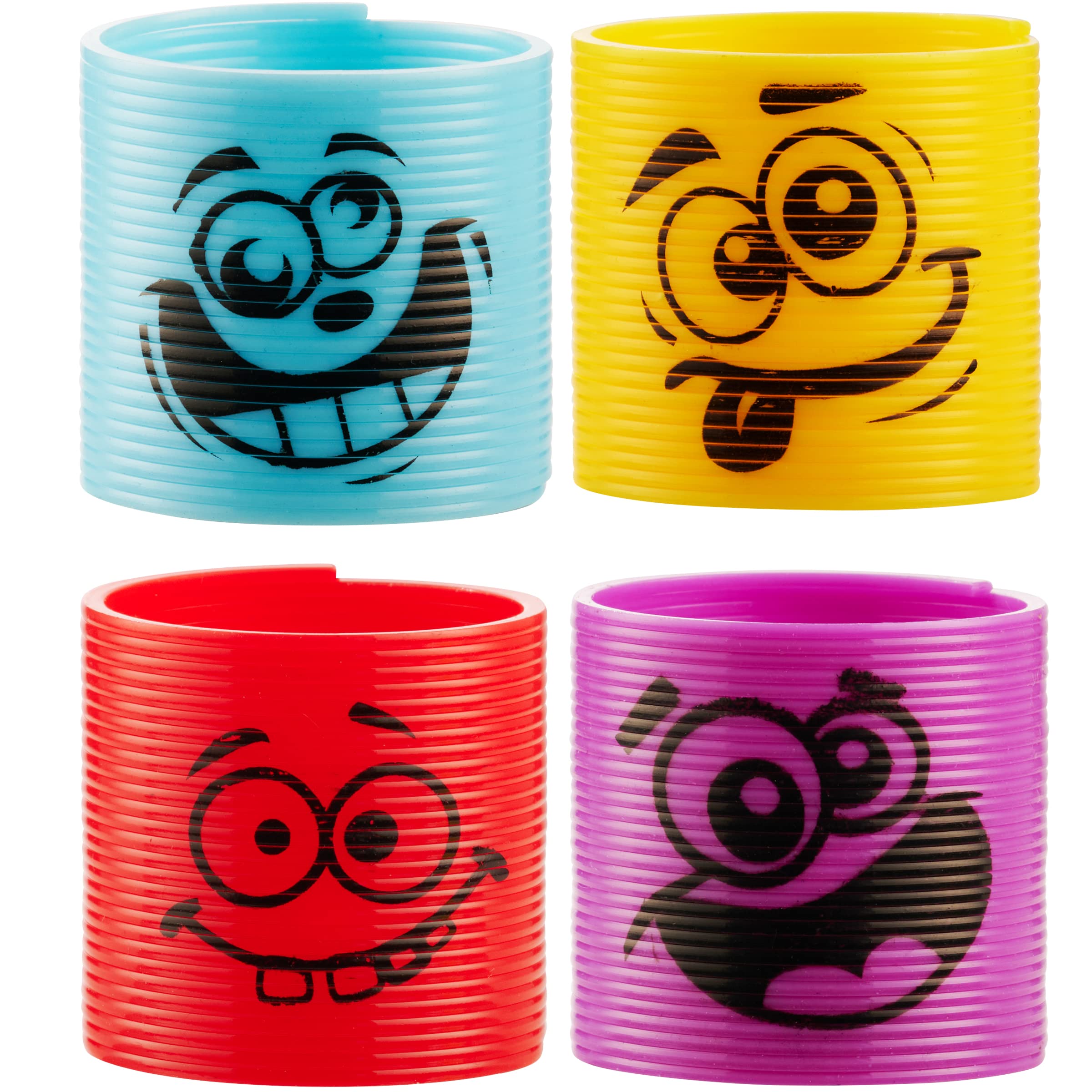 Bedwina Mega Pack of 250 Coil Springs for Kids - Assorted Silly Faces and Colors, Mini Plastic Spring Toy for Party Favors, Carnival Prizes, Gift Goodie Bag Filler, Stocking Stuffers
