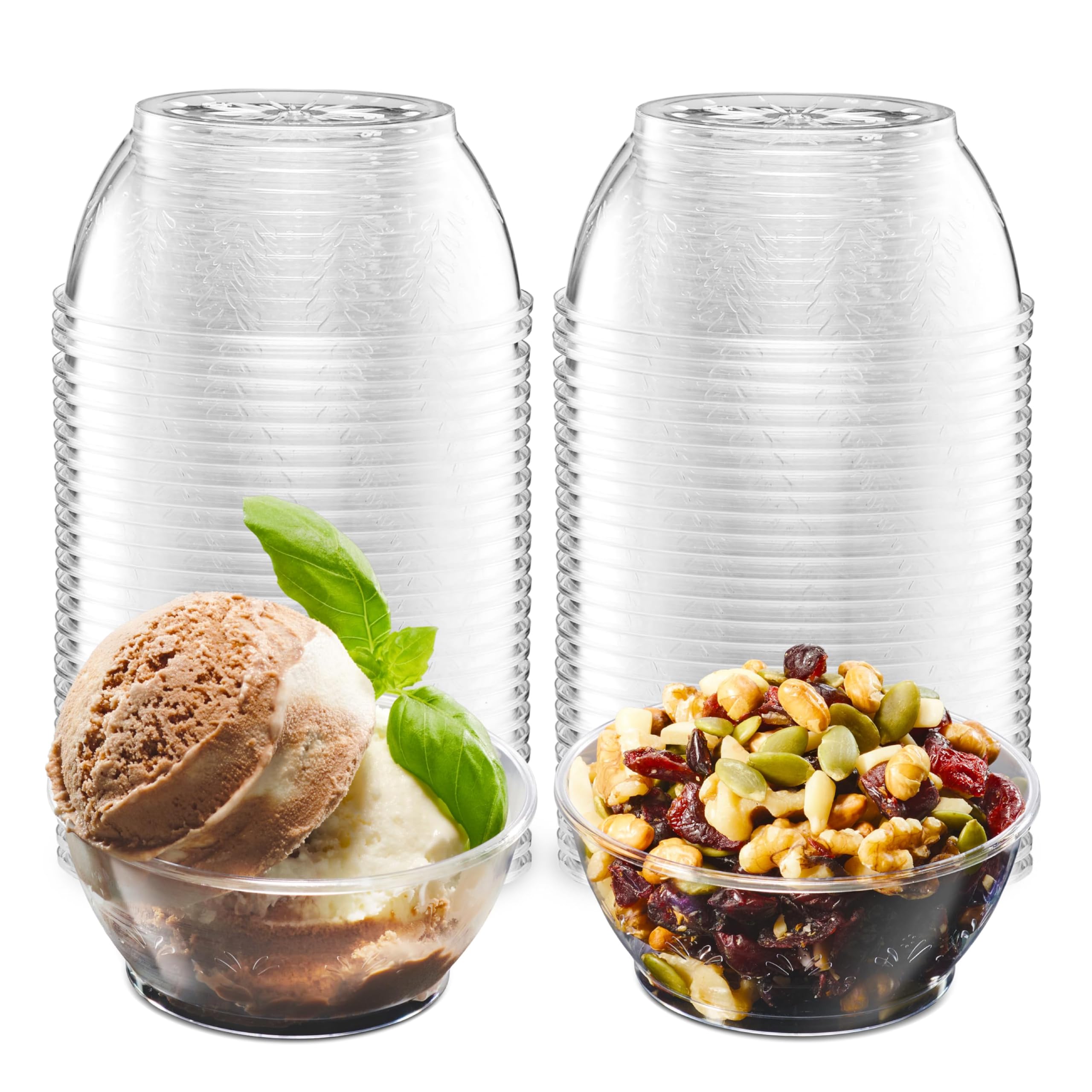 Clear Mini Plastic Bowls - 6 Oz Disposable Premium Hard Plastic Dessert Bowls for Serving, Weddings, Catering, Parties, Ice Cream, Salsa Home or Event Party Supplies