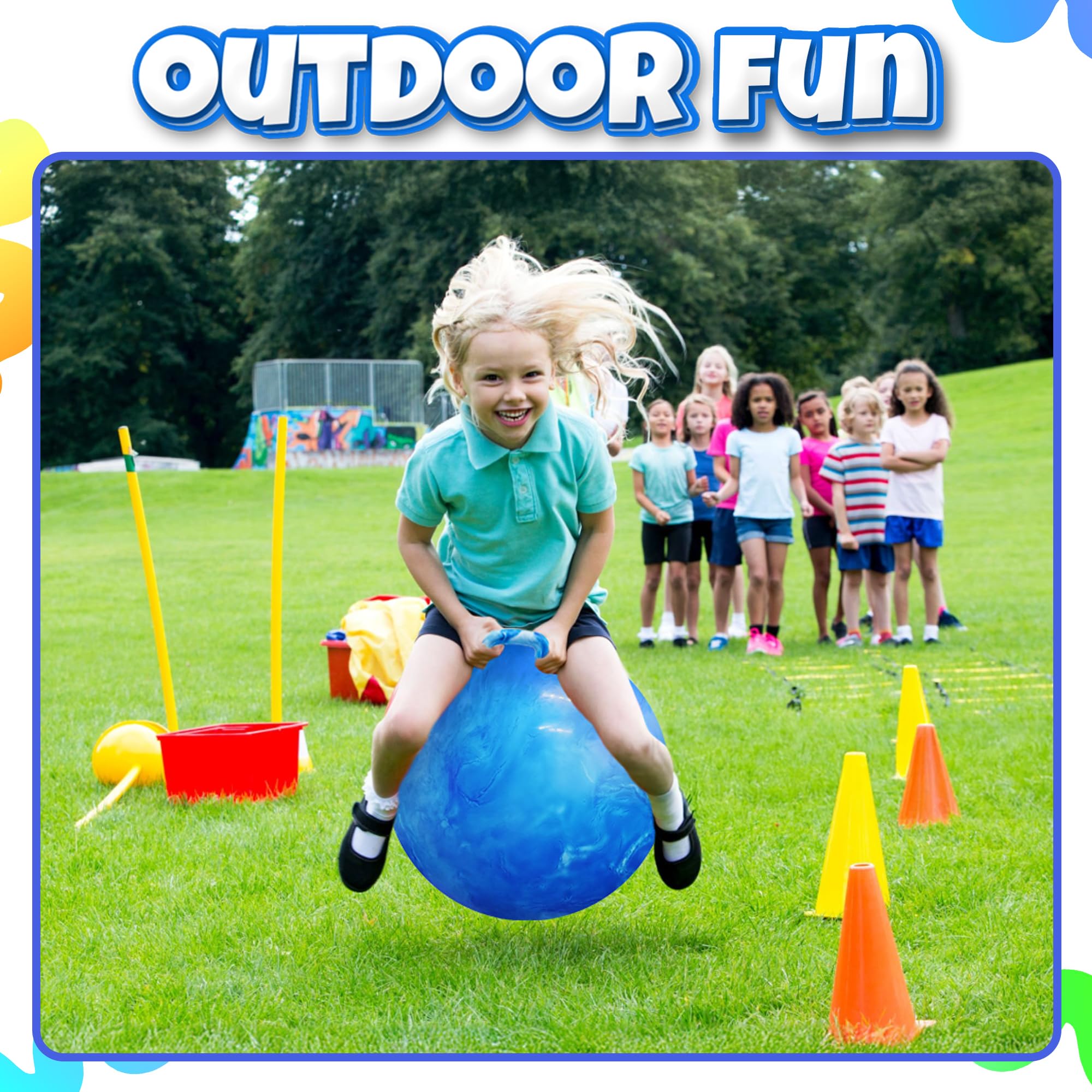 Hopper Ball With Handle For Kids 20-inch (50cm) Bouncy Balls For Kids, Blue jumping ball for kids Kangaroo Hippity Hop Balls, Sit And Spin Bouncing Ball With Handle Bounce Ball For Kids With Hand Pump