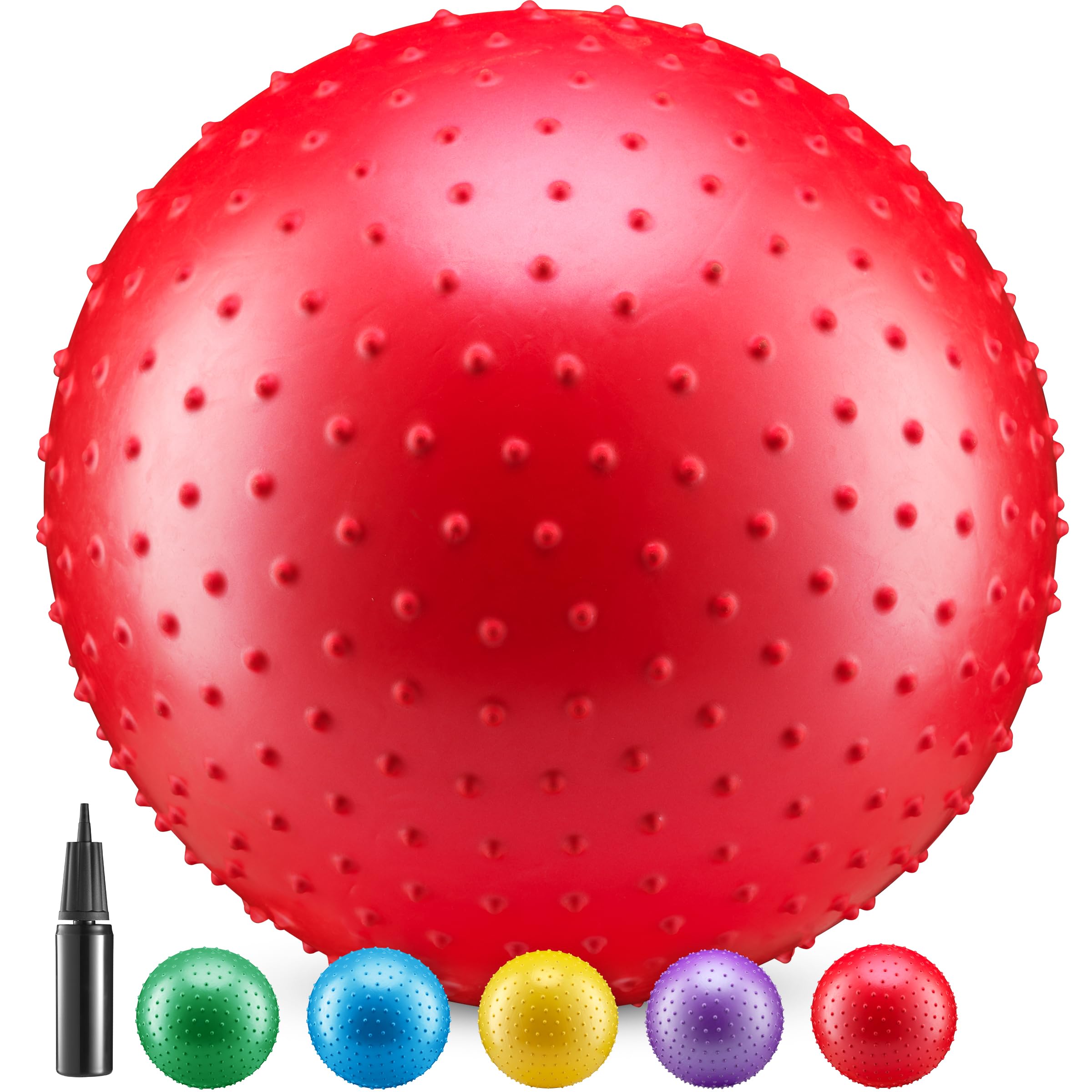 18-Inch Big Balls for Toddlers and Kids - Pack of 40 Inflatable Giant Balls for Kids with Hand Air Pump, Big Bouncy, Sensory Play, Stress Toy, Knobby, Large Playground, Recess, Games for Children