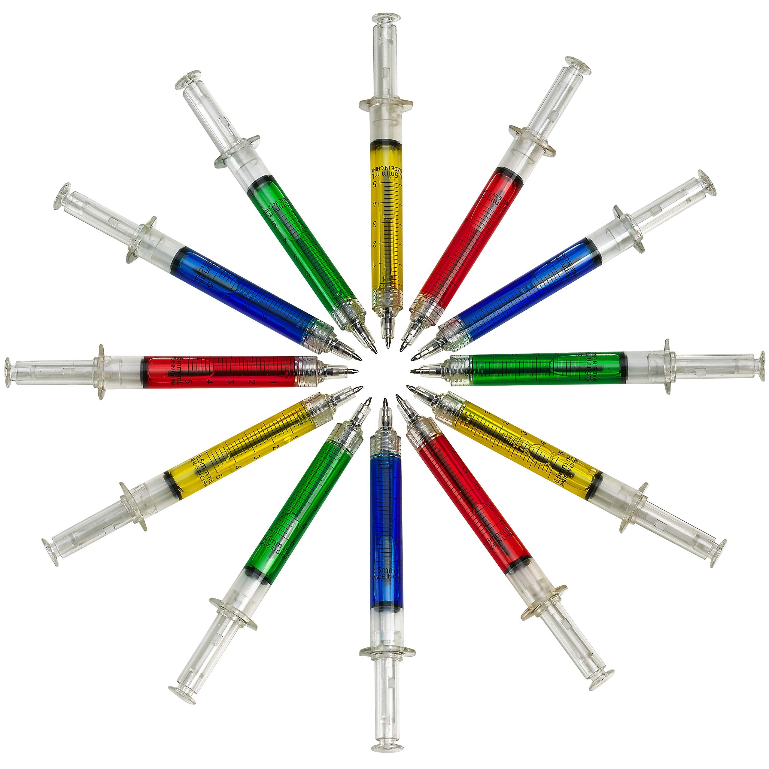 Bedwina Syringe Pens - (Bulk Pack of 120) Retractable Fun Multi Color Novelty Pen for Nurses, Nursing Student School Supplies, Birthdays, Stocking Stuffers and Toy Party Favor Gifts