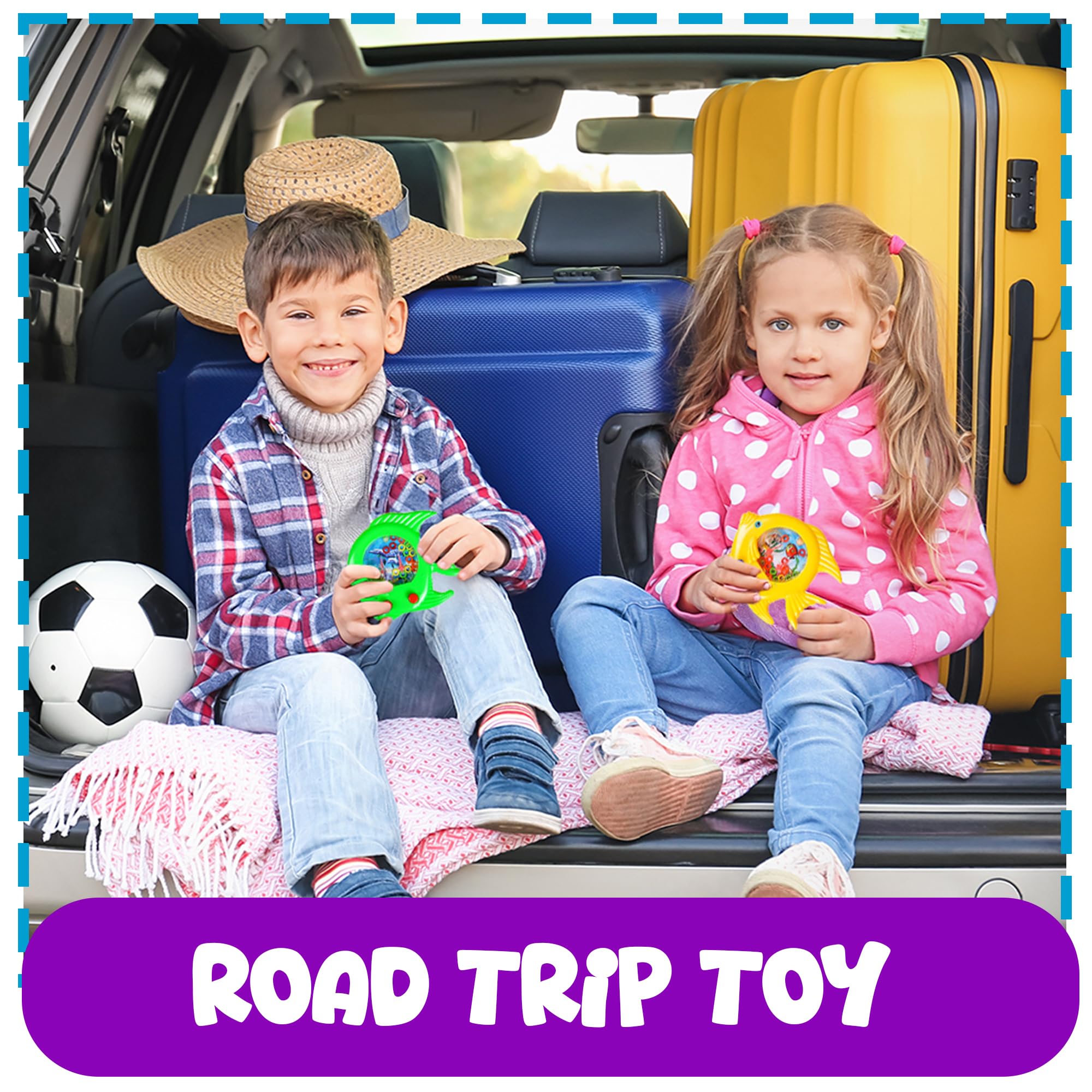 Fish Water Ring Toss Toy - (Pack of 12) Water Ring Game Handheld Fun Aqua Arcade Retro Game Pocket Travel Toys for Car Road Trip Activities for Kids Birthday Party Favors Goodie Bags Stuffers for Kids