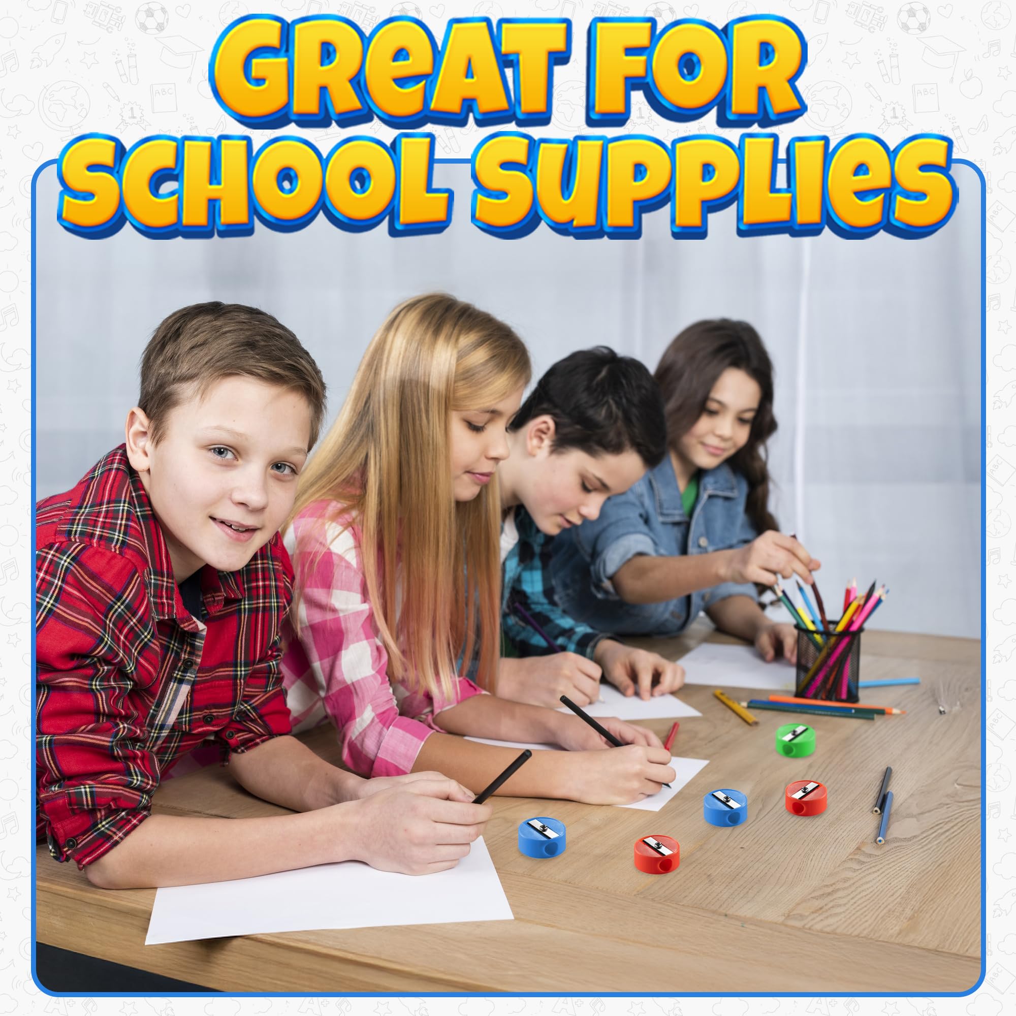 Bedwina Pencil Sharpeners - 9 Pack Pocket Sized Mini Handheld Colored Pencil Sharpener Manual for Kids, Plastic and Colorful for Party Favors, Goodie Bags, Classroom Prizes, School Supplies