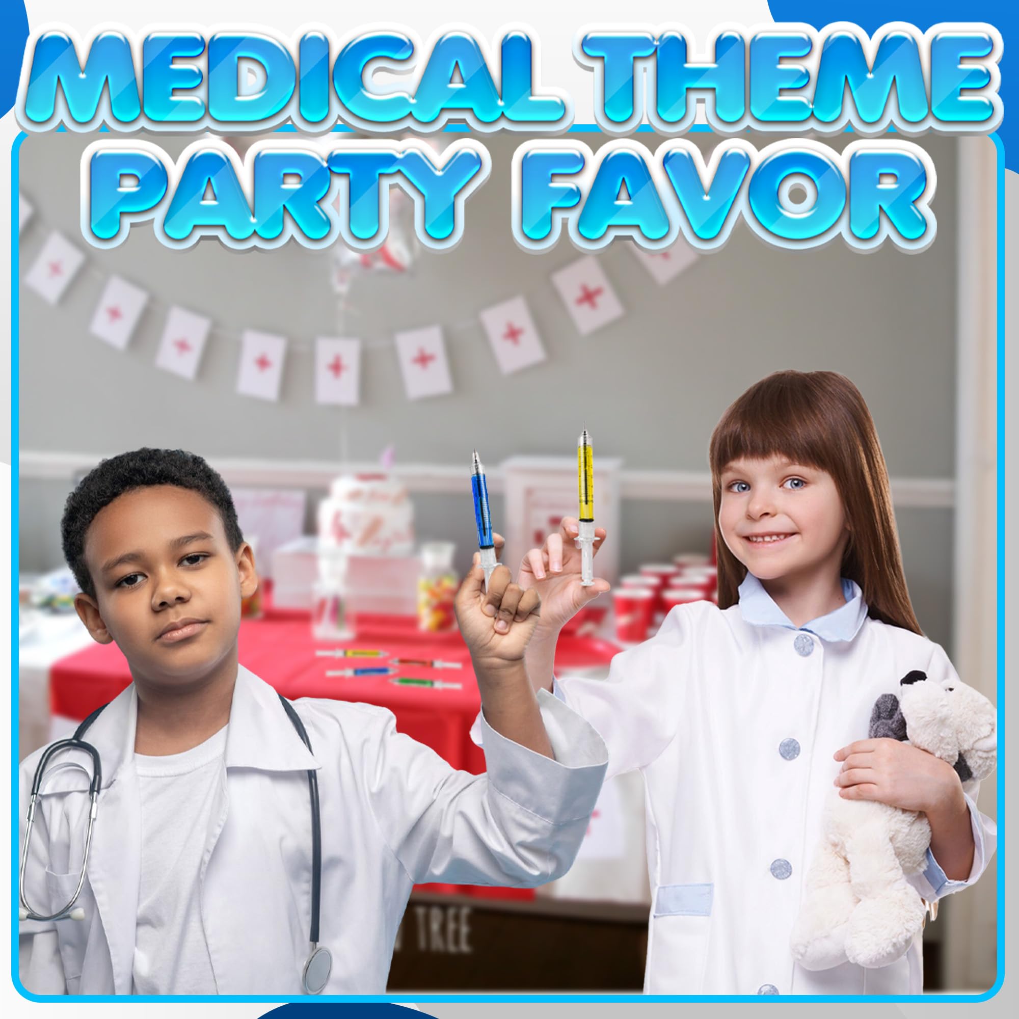 Bedwina Syringe Pens - (Bulk Pack of 120) Retractable Fun Multi Color Novelty Pen for Nurses, Nursing Student School Supplies, Birthdays, Stocking Stuffers and Toy Party Favor Gifts