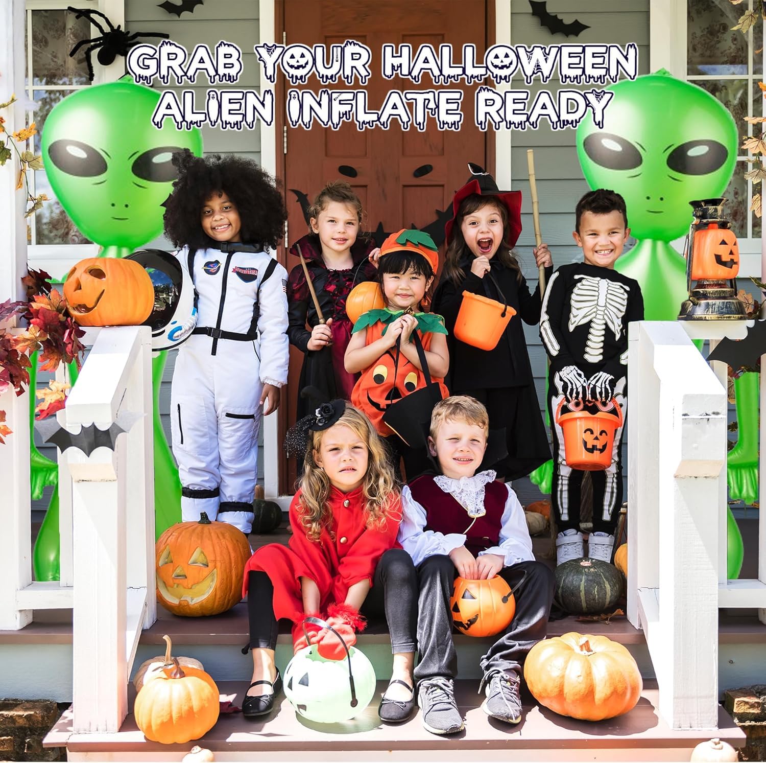 60 Inch (5 Feet) Giant Alien Inflatable - Jumbo Green Alien, for Game Prize, Alien Halloween Decorations Theme Party Favors Photo Prep & Decorations