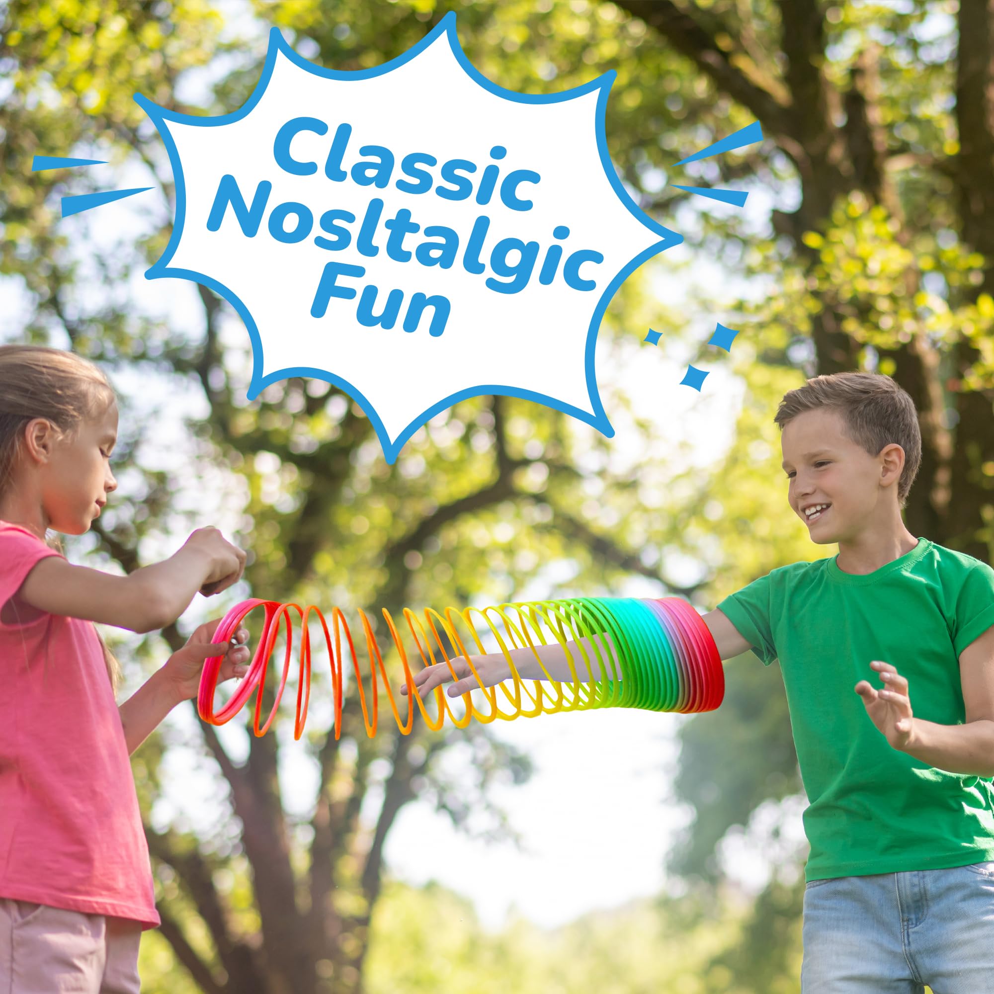 Jumbo Rainbow Spring Coil Toy - (4-Pack) 6" Plastic Giant Spring Coil for Kids, Big Spring Toys for Boys and Girls, Neon Colorful Rainbow Coil Spring for Party Favor, Great for Prizes, Gifts, Birthday