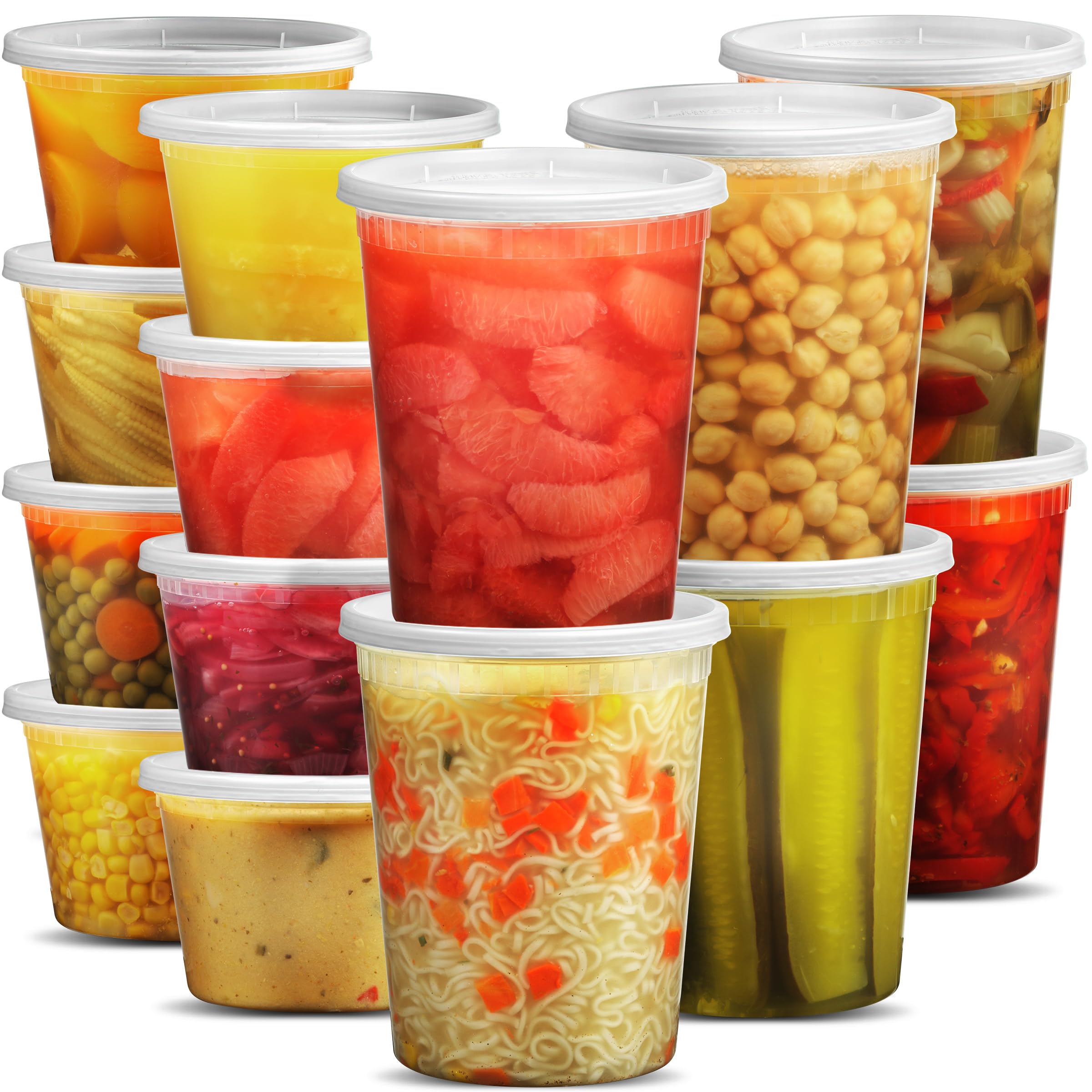 JoyServe Deli Food Containers with Lids - 32 Oz Quart Size & 24-16 Oz Pint Size Airtight Food Storage Takeout Meal Prep Containers with 54 Lids, BPA-Free, Dishwasher, Microwave Safe