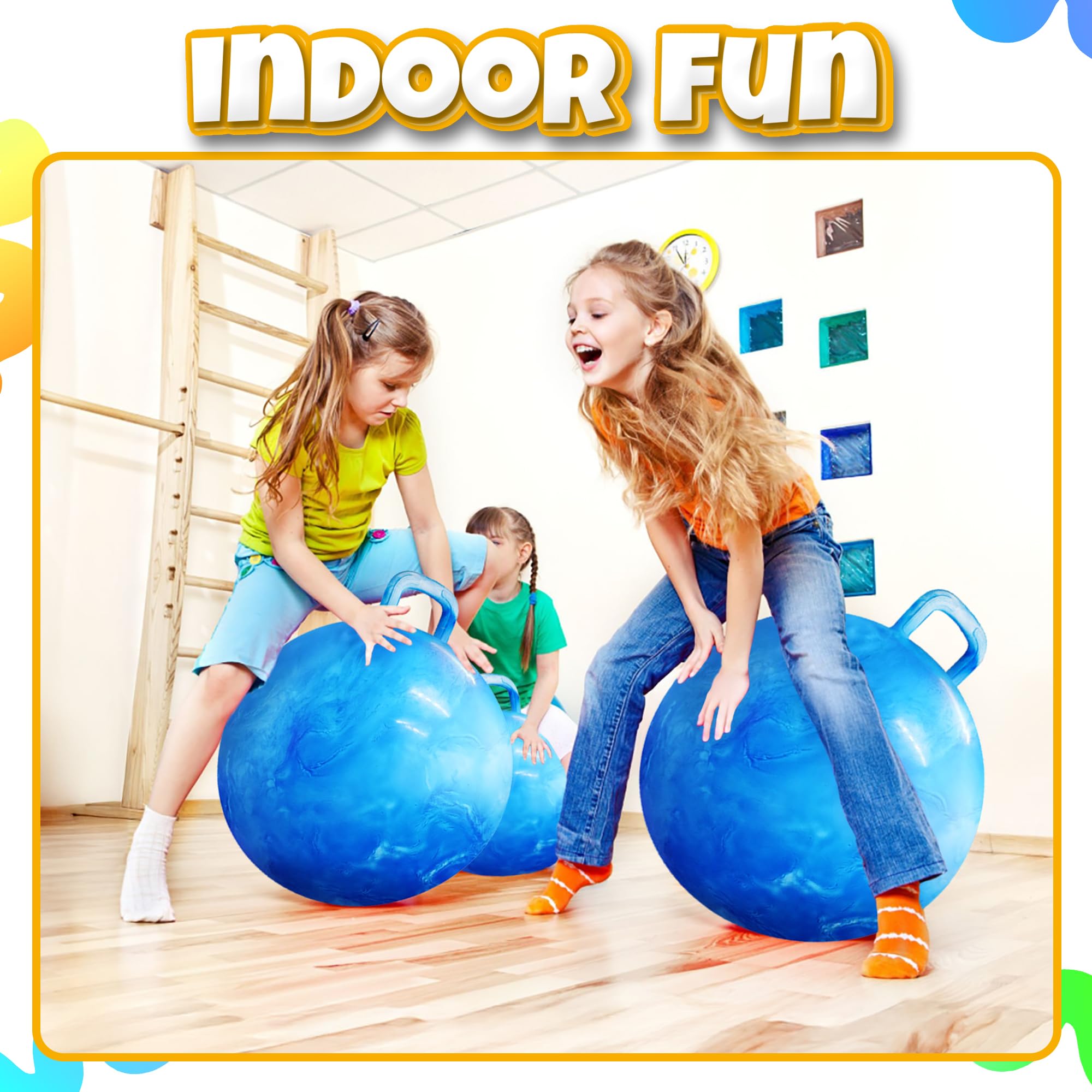 Hopper Ball With Handle For Kids 20-inch (50cm) Bouncy Balls For Kids, Blue jumping ball for kids Kangaroo Hippity Hop Balls, Sit And Spin Bouncing Ball With Handle Bounce Ball For Kids With Hand Pump