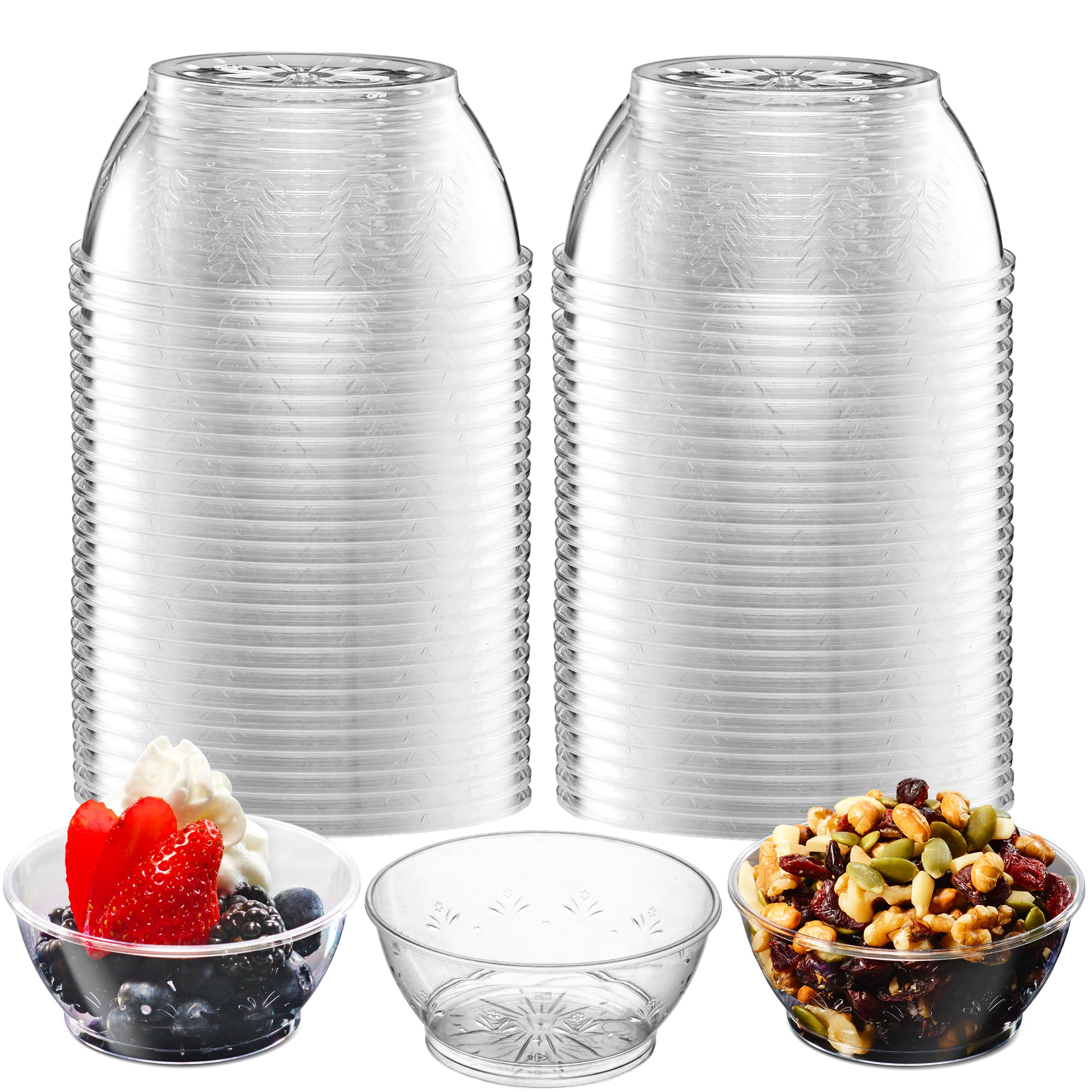 Clear Mini Plastic Bowls - 6 Oz Disposable Premium Hard Plastic Dessert Bowls for Serving, Weddings, Catering, Parties, Ice Cream, Salsa Home or Event Party Supplies