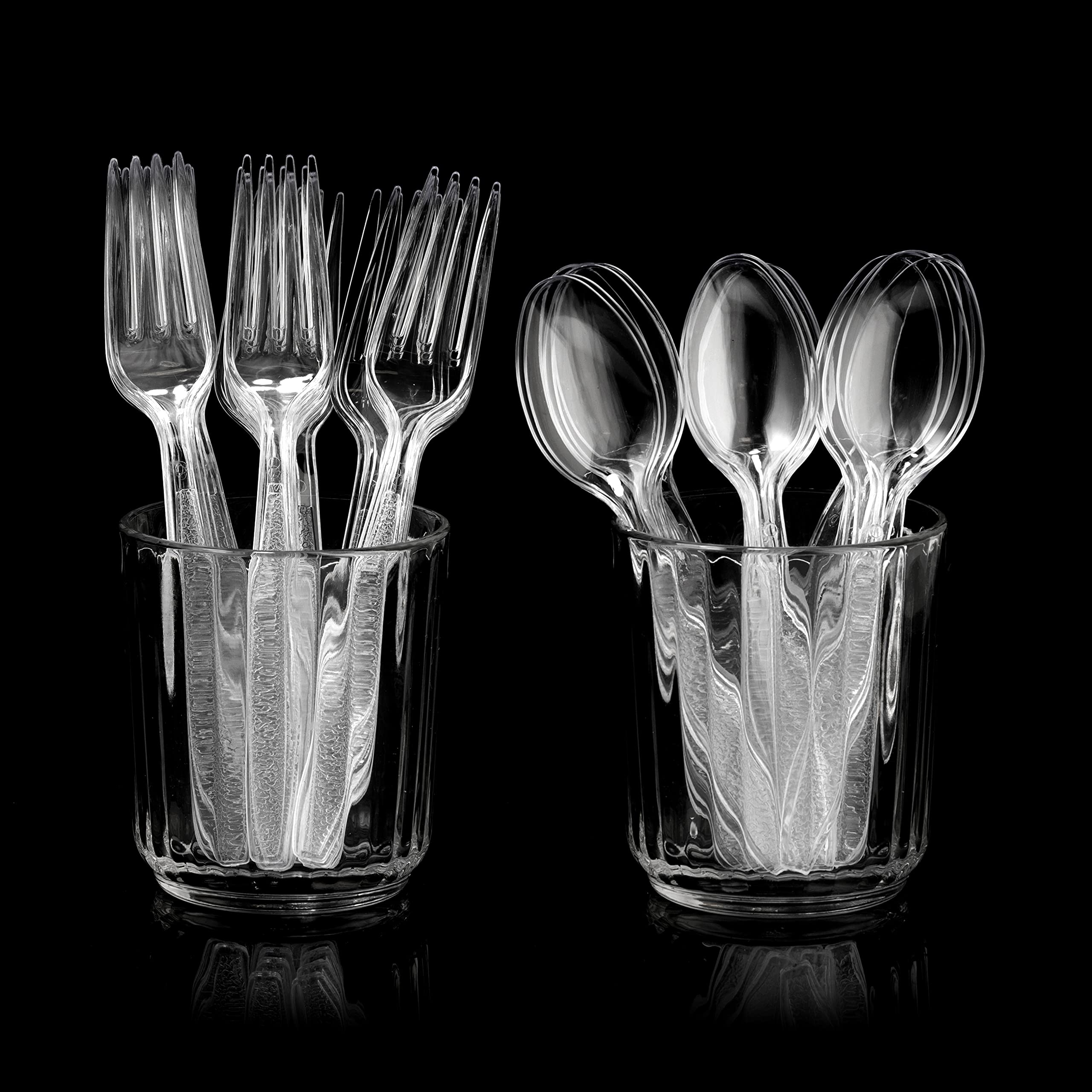 Clear Plastic Cutlery Set - Disposable Plastic Utensils Heavy Duty, Silverware Sets for Party Supplies, Dinners, Take-Out, Catering, Food Services