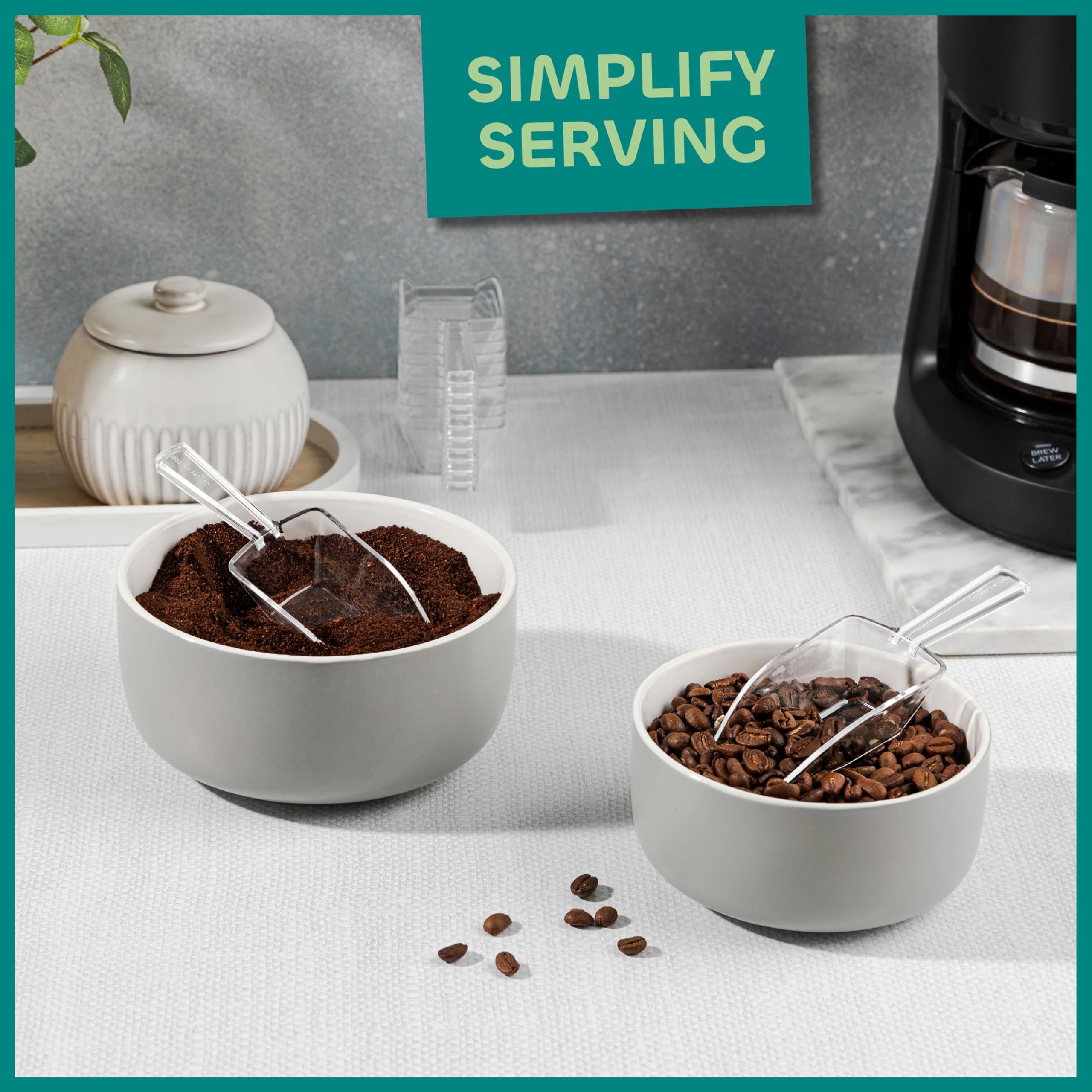 Plastic Mini Scoops for Candy - (Pack of 24) 5.5-Inch (2oz) Ice Cream Bar, Jars, Containers, Coffee, Flour, Dessert Buffets, Kitchen, Weddings, Parties & Concessions, Clear Acrylic