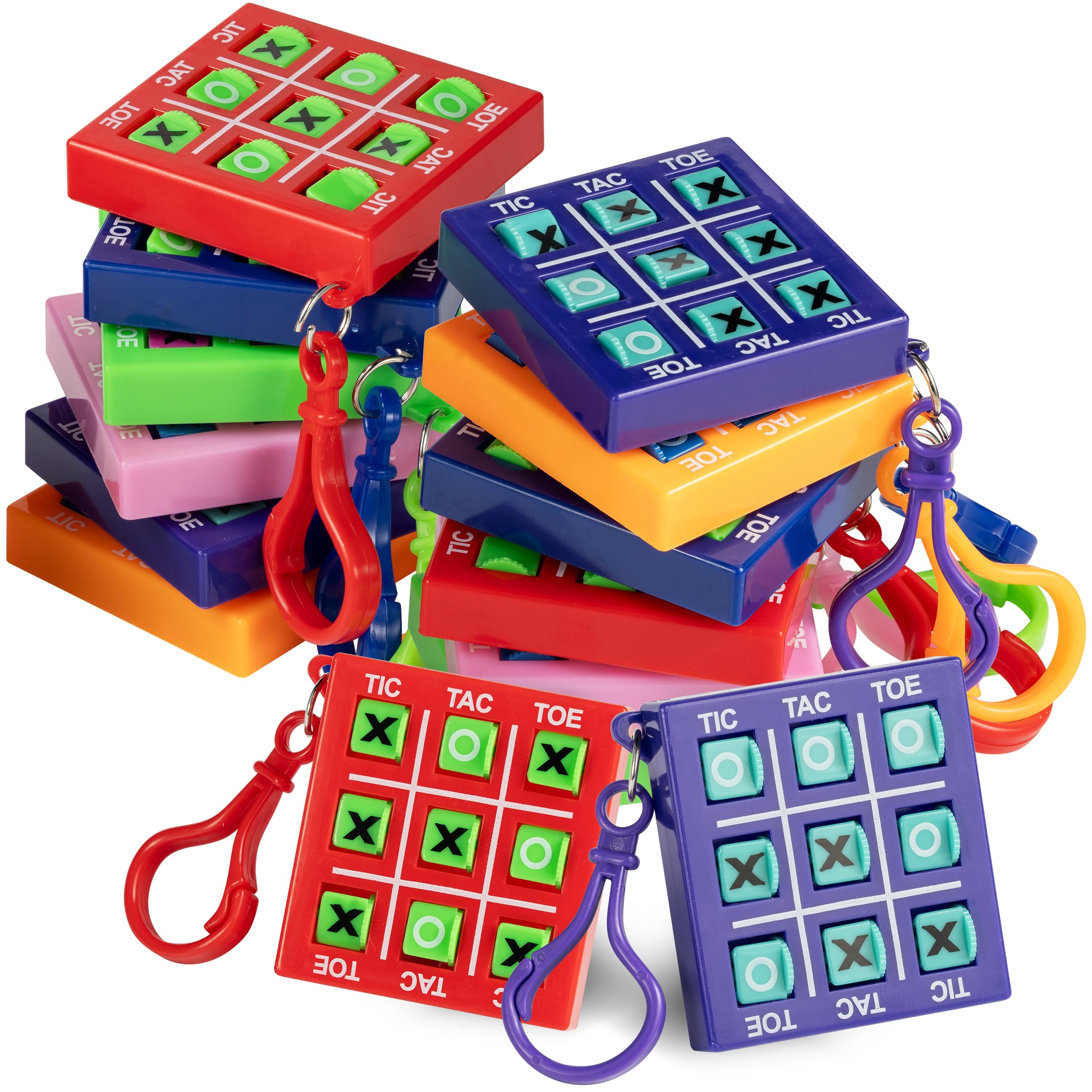 12 Mini Tic Tac Toe Games - Party Favors for Kids 3-5 and Up - 2-Inch Travel Size - Tic-Tac-Toe Keychain Game for Boys & Girls - Goody Bag Stuffers, Classroom Prizes, Valentine's Day, Birthday Gifts