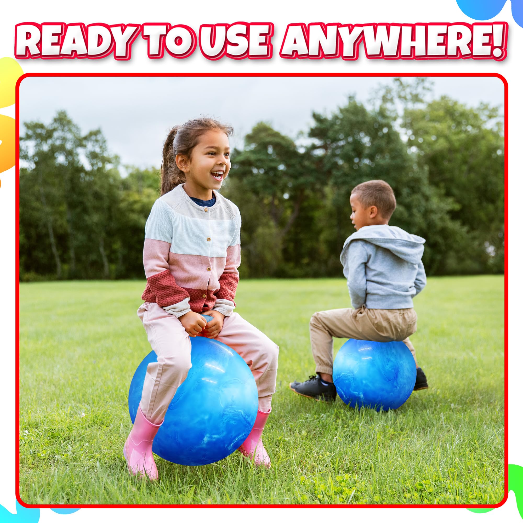 Hopper Ball With Handle For Kids 20-inch (50cm) Bouncy Balls For Kids, Blue jumping ball for kids Kangaroo Hippity Hop Balls, Sit And Spin Bouncing Ball With Handle Bounce Ball For Kids With Hand Pump