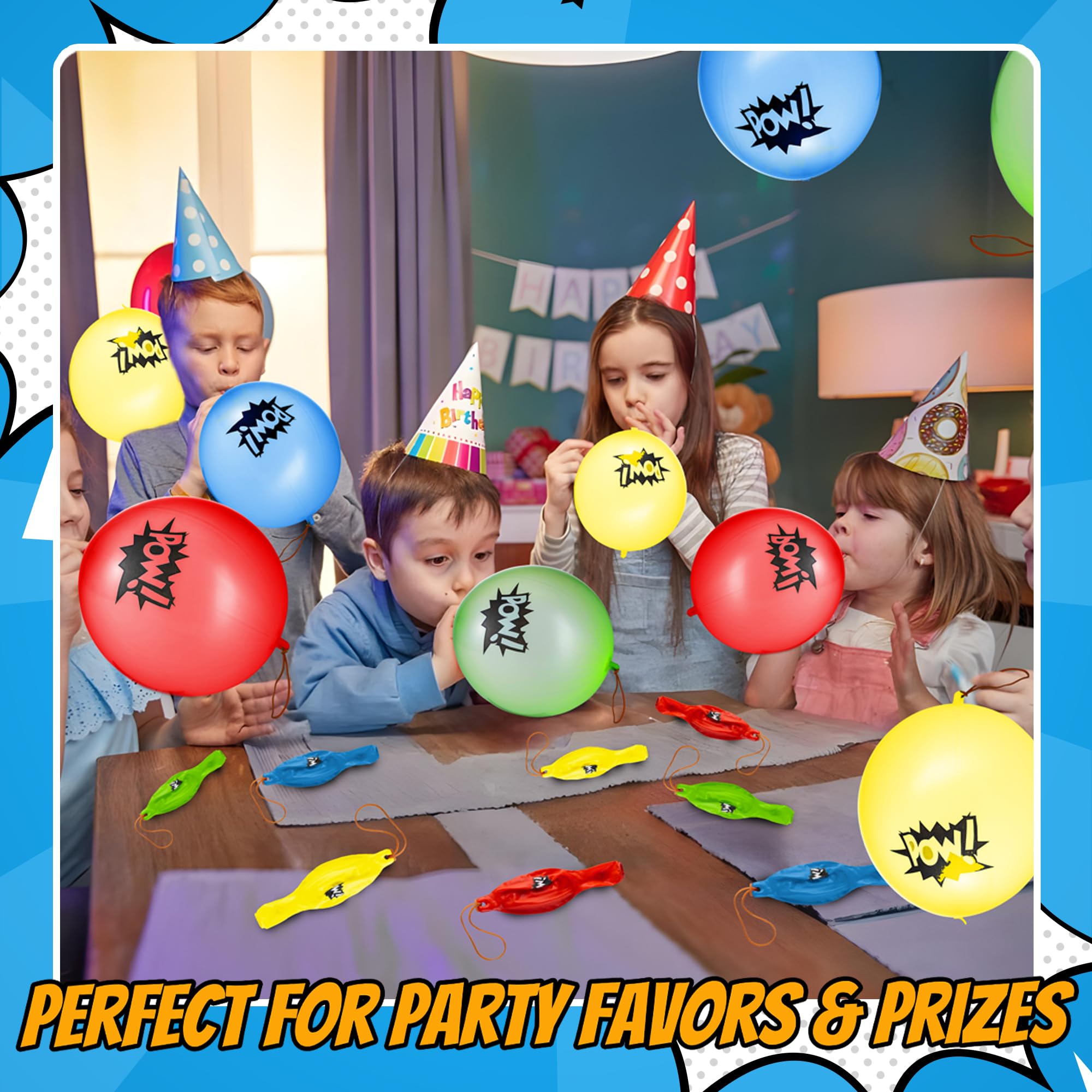 Superhero Punch Balloons - Pack of 24 Bulk, Large Punching Balloons for Kids, Inflatable Punch Balls for Carnival Prizes, Goodie Bag Stuffers for Kids, Superhero Theme Birthday Party Favors Toys