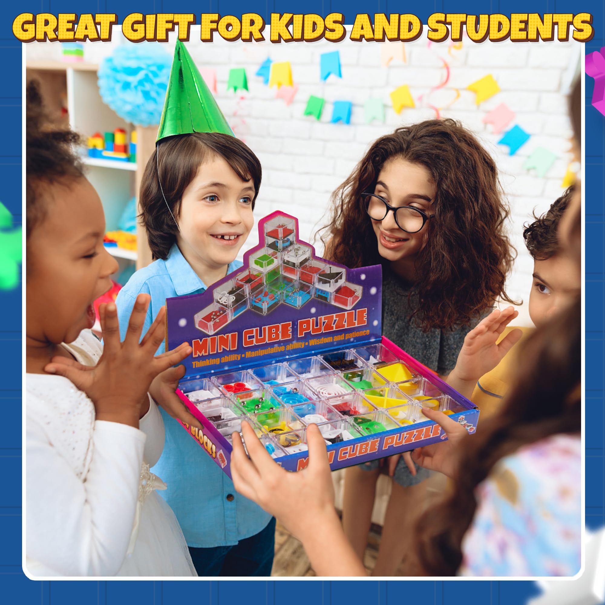 Bedwina Mini Cube Puzzle Box Set - Balance IQ Party Favor Games for Kids, Teens, Adults, 1.5 Inch Mini Games for Kids 3D Brain Teaser Maze