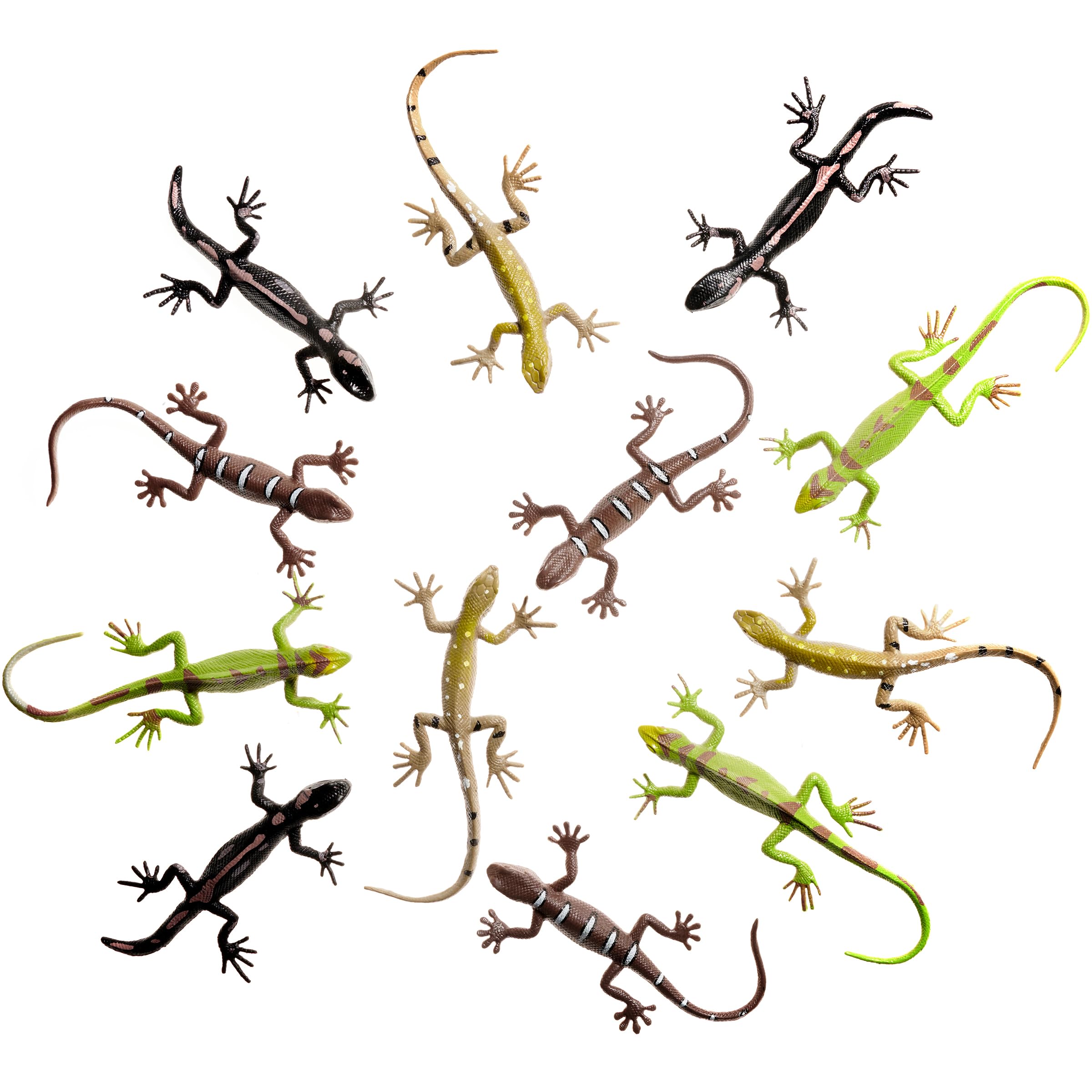 4-Inch Mini Lizard Toys for Kids - (Pack of 24) Realistic Lizards & Plastic Reptile Animal Toy Figure Set for Themed Birthday Decorations, Party Favors, Classrooms, Prizes, Pranks, Gifts, Halloween