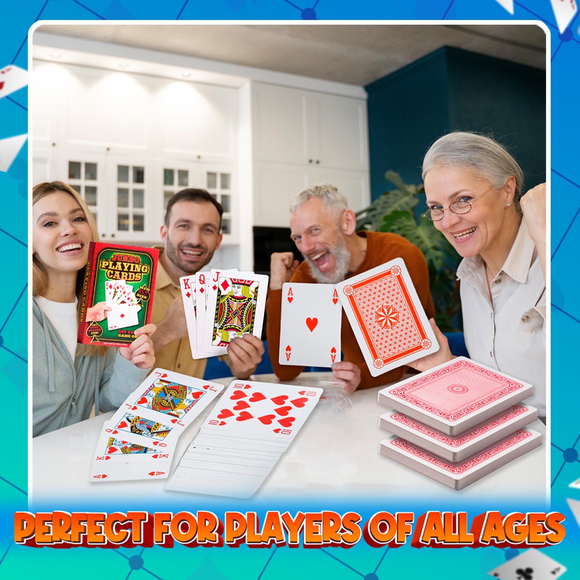 Jumbo Large Playing Cards - Big 5 x 7 Inch Giant Deck of Huge Poker Playing Cards for Casino Theme Party Decorations Game Night and Magic Supplies