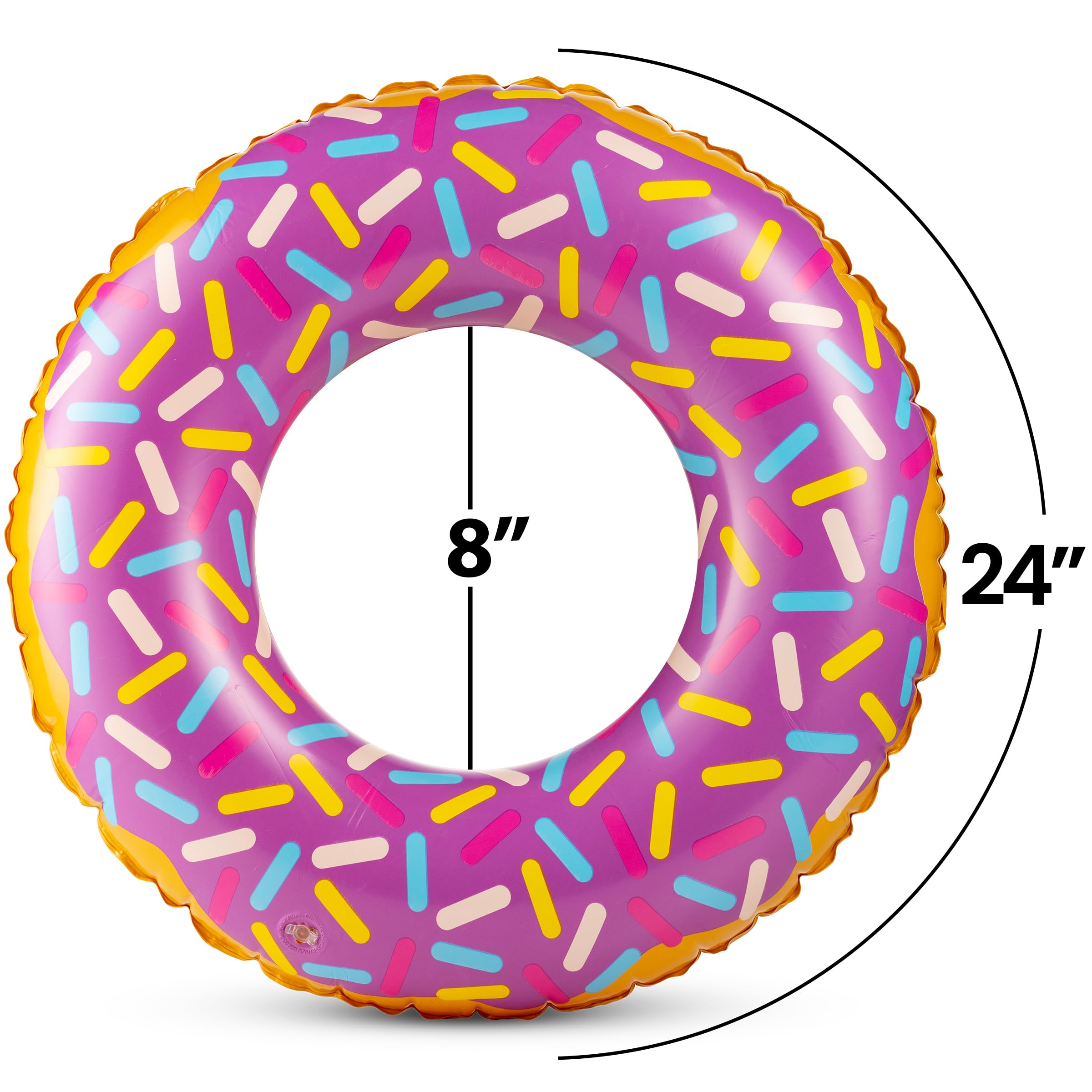Inflatable Donuts - (Pack of 4) 24 Inch Donut Pool Float for Kids Pool Tube, Assorted Swim Rings with Sprinkles for Pool Floaties, Party Decorations, Giveaways and Kids Party Favors