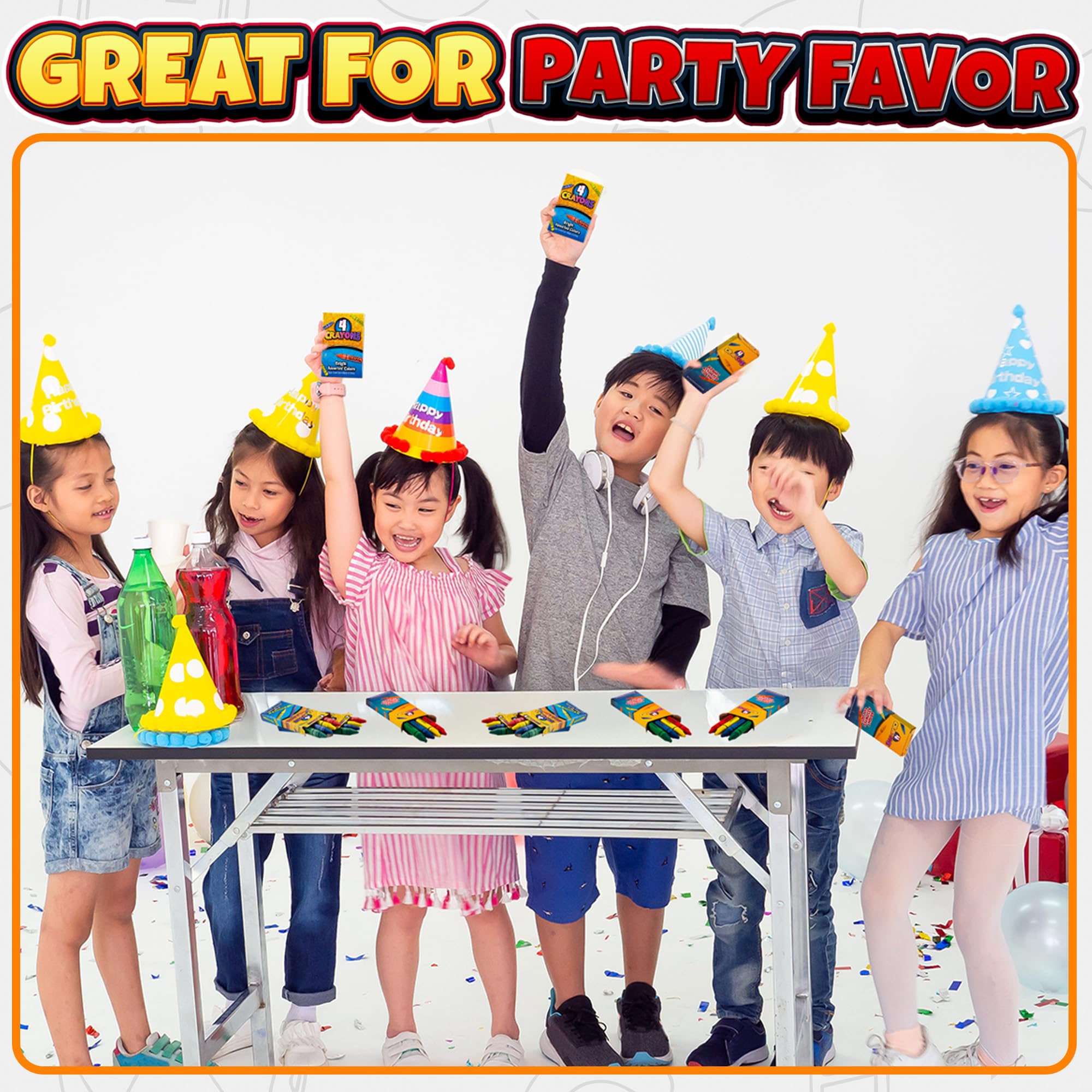 Bedwina Bulk Crayons - 96 Crayons - (Box of 24 Packs) - 4 - Per Pack, Premium Bright Colors for Kids and Toddlers, Non-Toxic for Coloring, Party Favors, Restaurants, Goody Bags, Stocking Stuffers