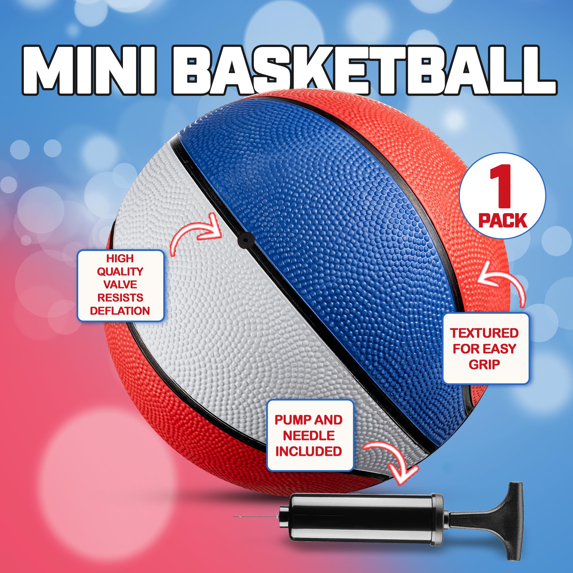 Bedwina Mini Rubber Basketball Balls for Kids - (Pack of 3) 7 Inch, Size 3 - Pool Basketball Hoop Set, Outdoor & Indoor Small Hoops Carnivals, Game Prizes