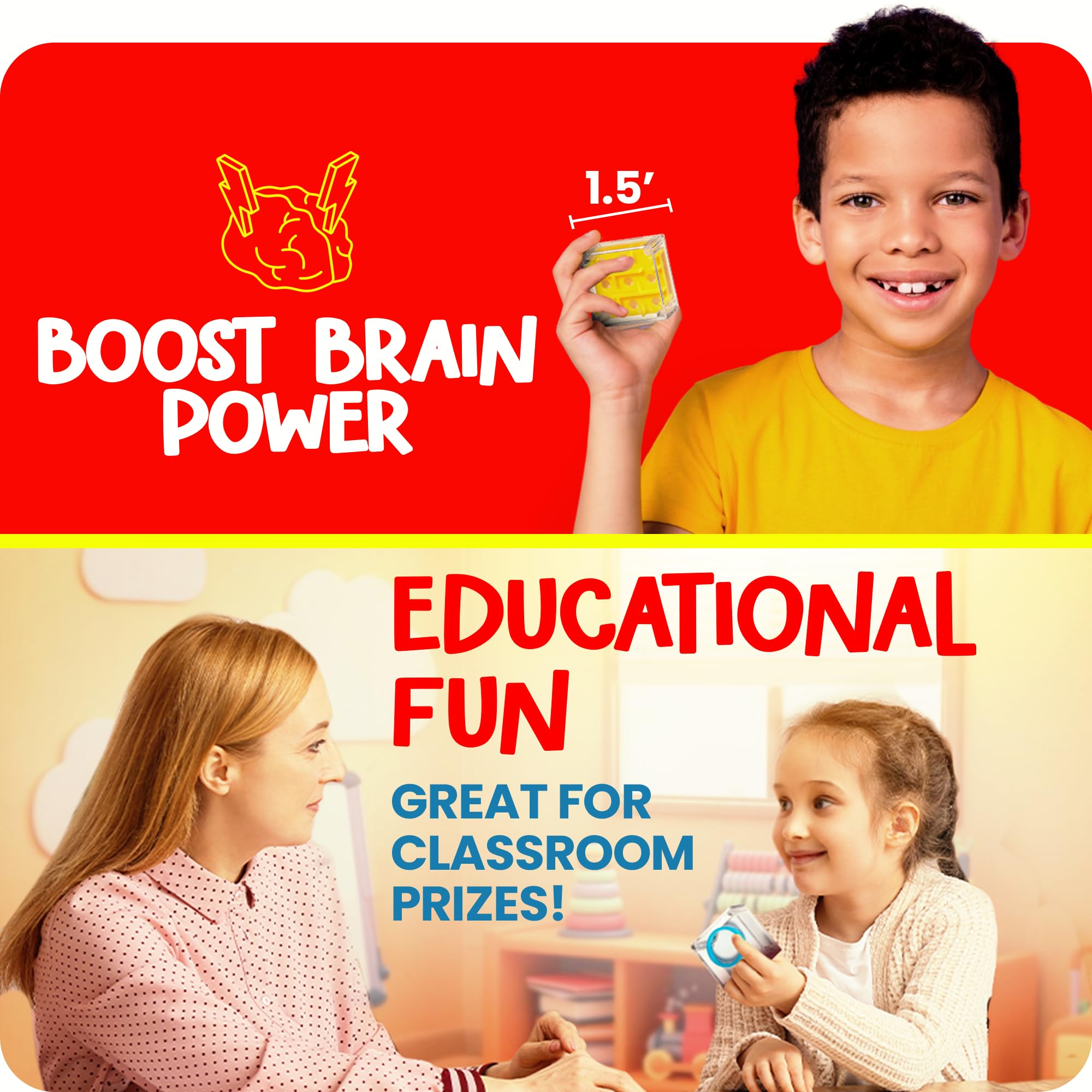 Bedwina Mini Cube Puzzle Box Set - Balance IQ Party Favor Games for Kids, Teens, Adults, 1.5 Inch Mini Games for Kids 3D Brain Teaser Maze