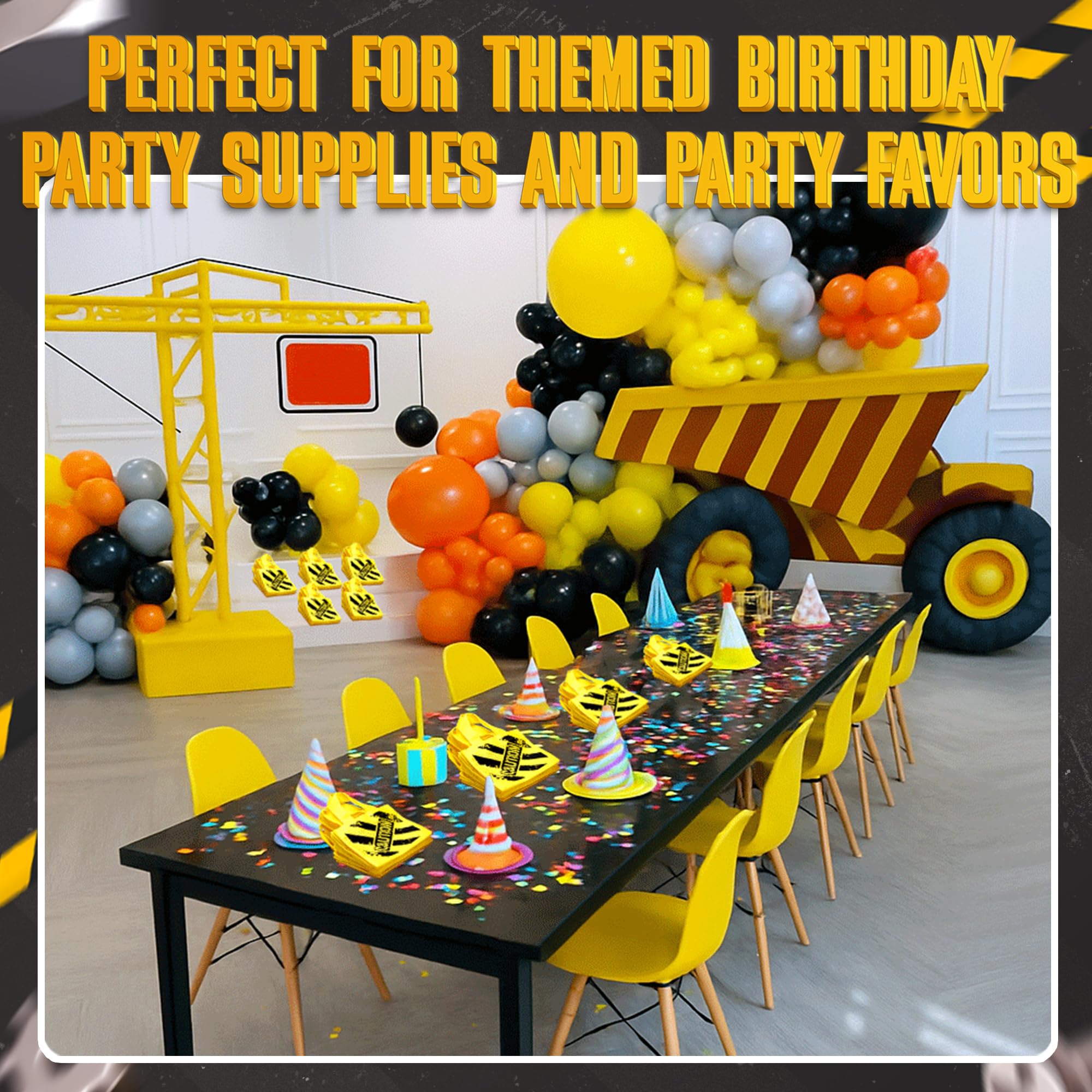 Bedwina Construction Birthday Party Supplies 48 Under Construction Party Decorations Themed Mini Non-Woven Canvas Tote Gift Bags with Handles for Kids and Goodie Bags for Boys