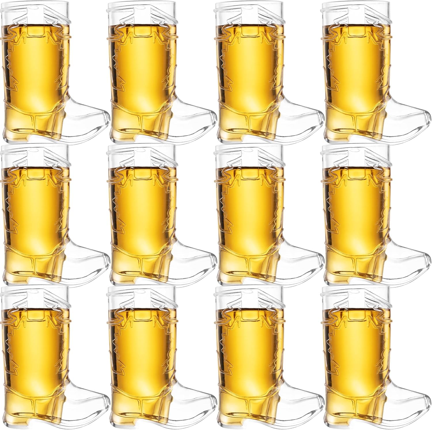 JoyServe Cowboy Boot Shot Glasses - Mini Reusable and Disposable Clear Plastic Shot Glass Cups for Themed Birthday Parties Decorations and Cowboy Bachelorette Party Favors, Holds 1-Oz