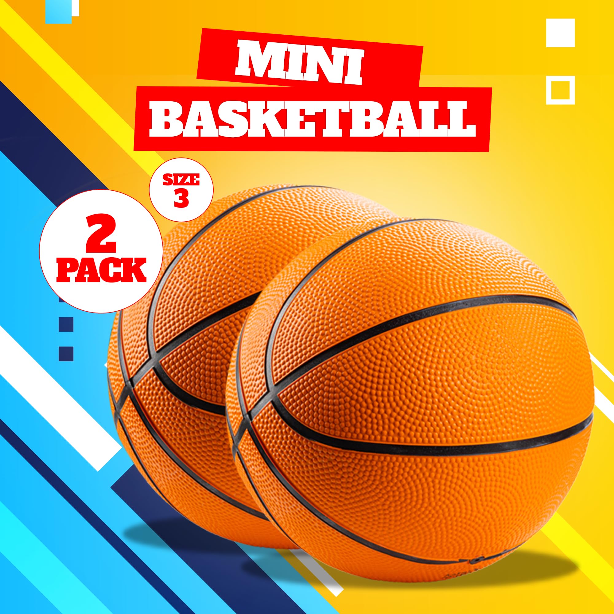 Bedwina Mini Basketball - 7 Inch, Size 3 - Mini Hoop Outdoor & Indoor Set, Perfect for Pool Parties & Kids Arcade Games