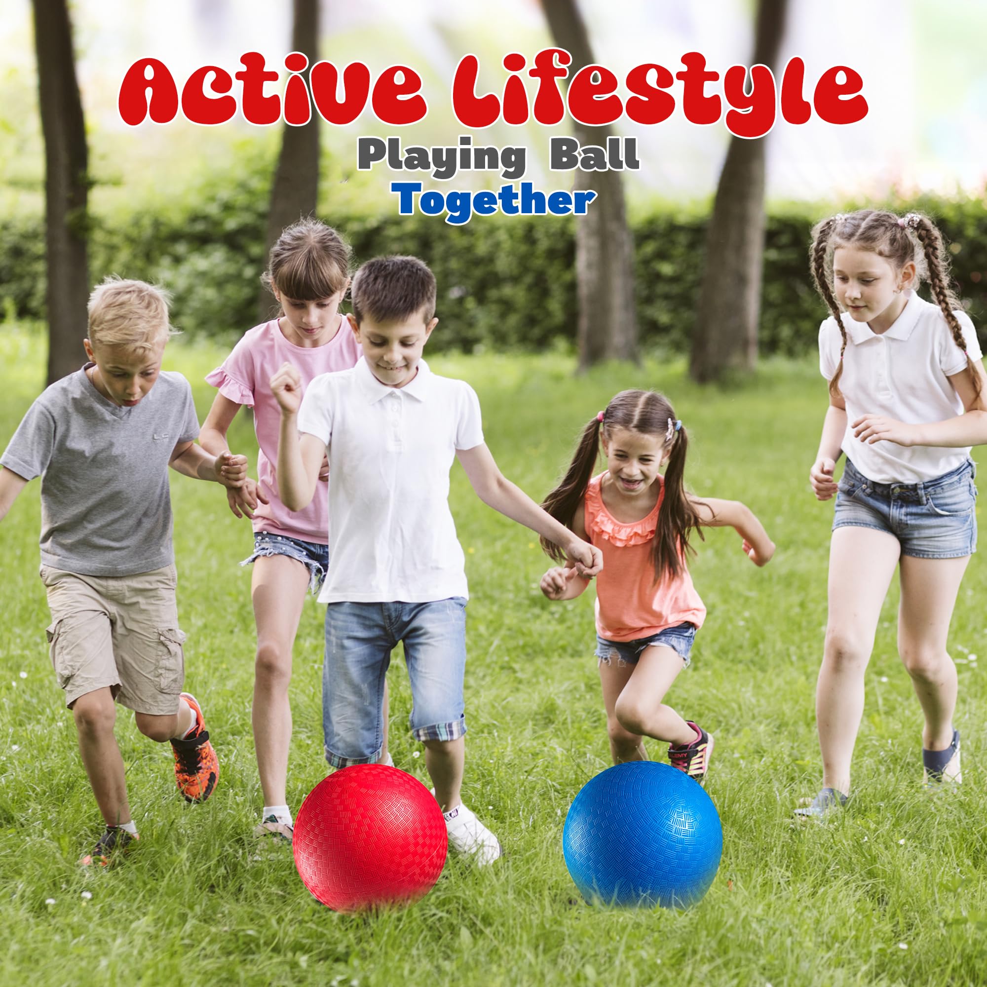 Red & Blue Kickball Set - (9 Inch) with Pump for Toddlers Kids & Adults - Indoor & Outdoor Gym Sports Toys - Fun Playground Balls for Kids Dodgeball, Four Square, PE, Games, Recess and More