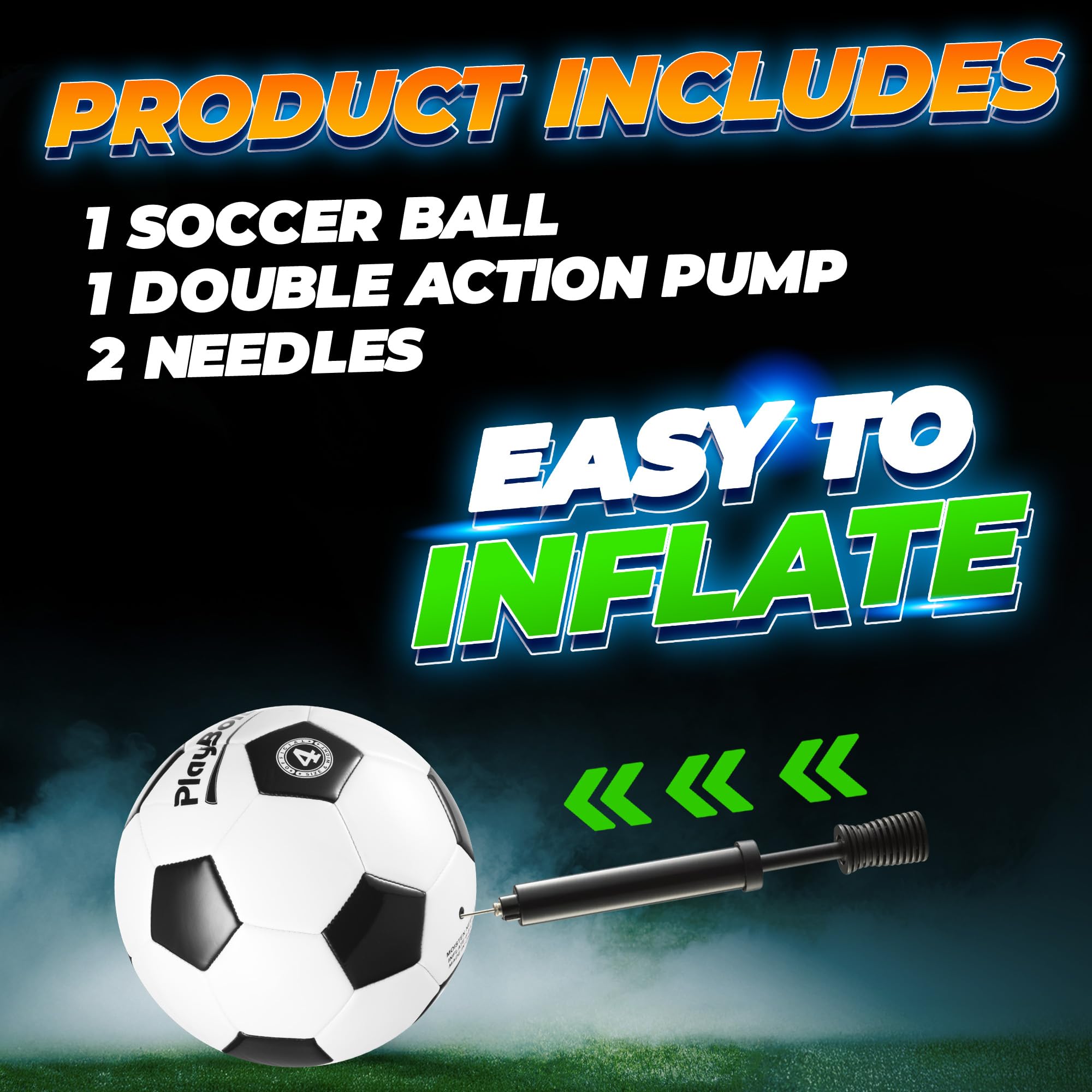 PlayBolt Soccer Ball Size 4 - Official Size Soccer Balls with Pump in Classic Black and White for Kids Youth & Adult Sports, Indoor & Outdoor (Pack of 1)