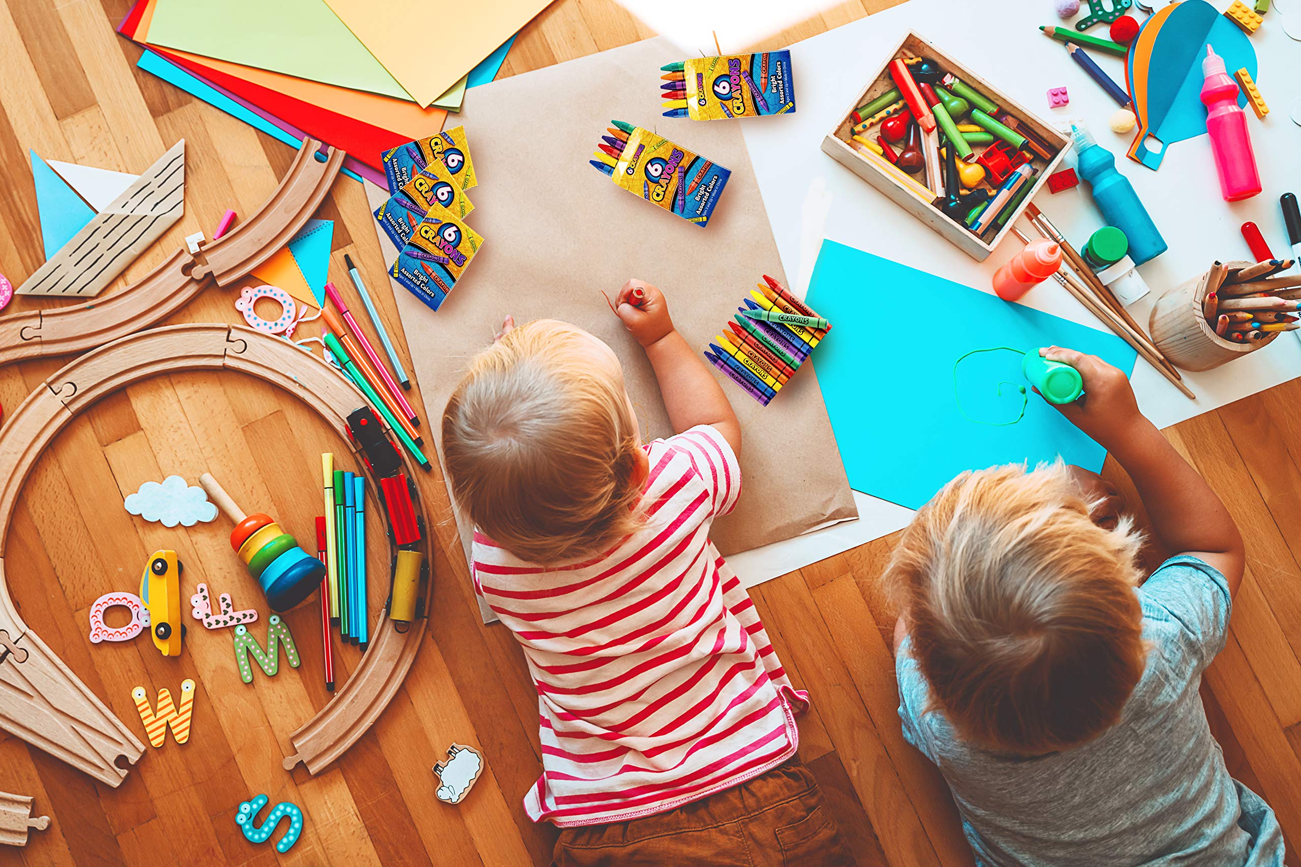 Bedwina Bulk Crayons - Packs of 6 Colors - Crayons Bulk School Supplies For Kids & Toddler, Teachers & Classroom, Nontoxic Travel Crayons Party Favors, Restaurants, Goody Bags Stocking Stuffers