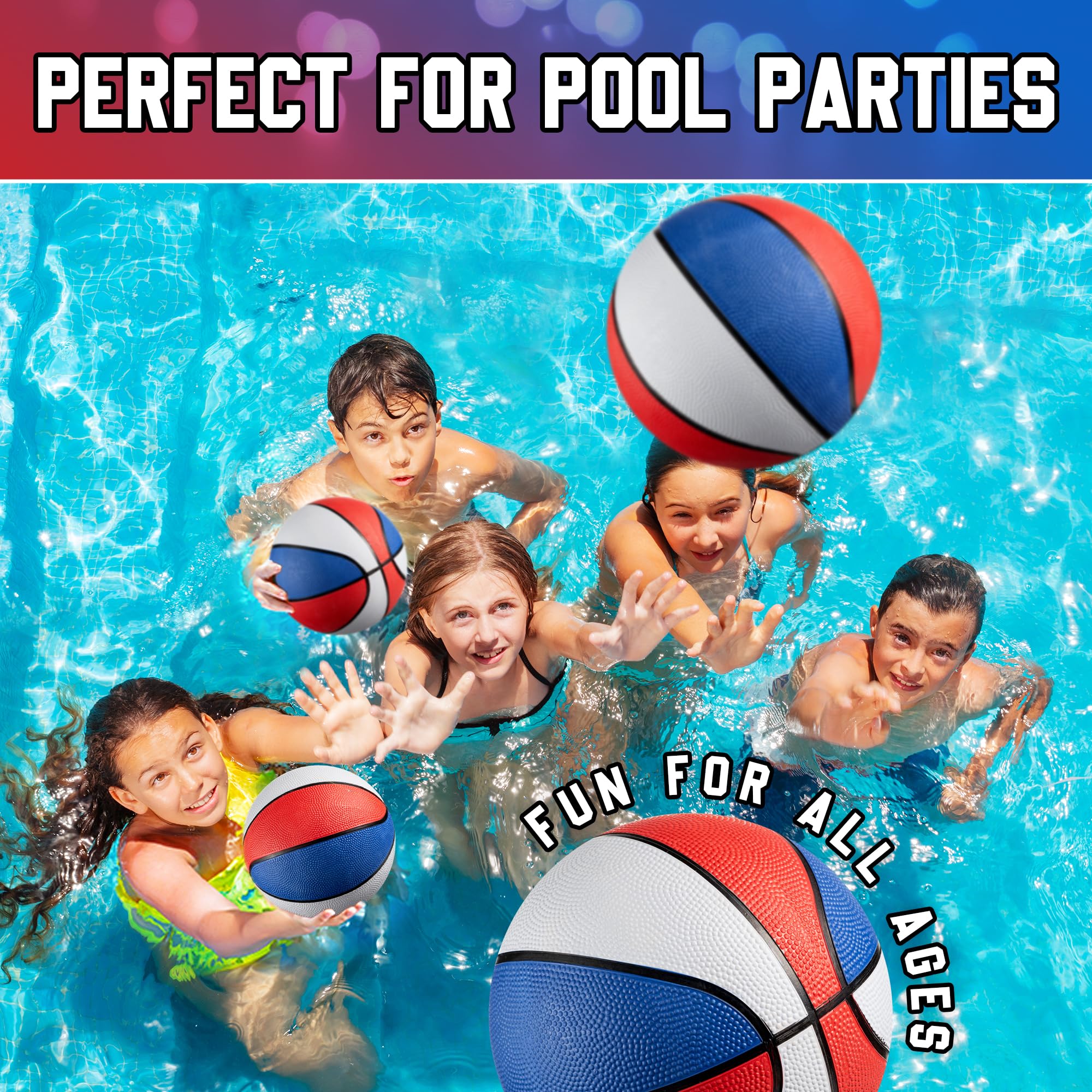 Bedwina Mini Rubber Basketball Balls for Kids - (Pack of 3) 7 Inch, Size 3 - Pool Basketball Hoop Set, Outdoor & Indoor Small Hoops Carnivals, Game Prizes