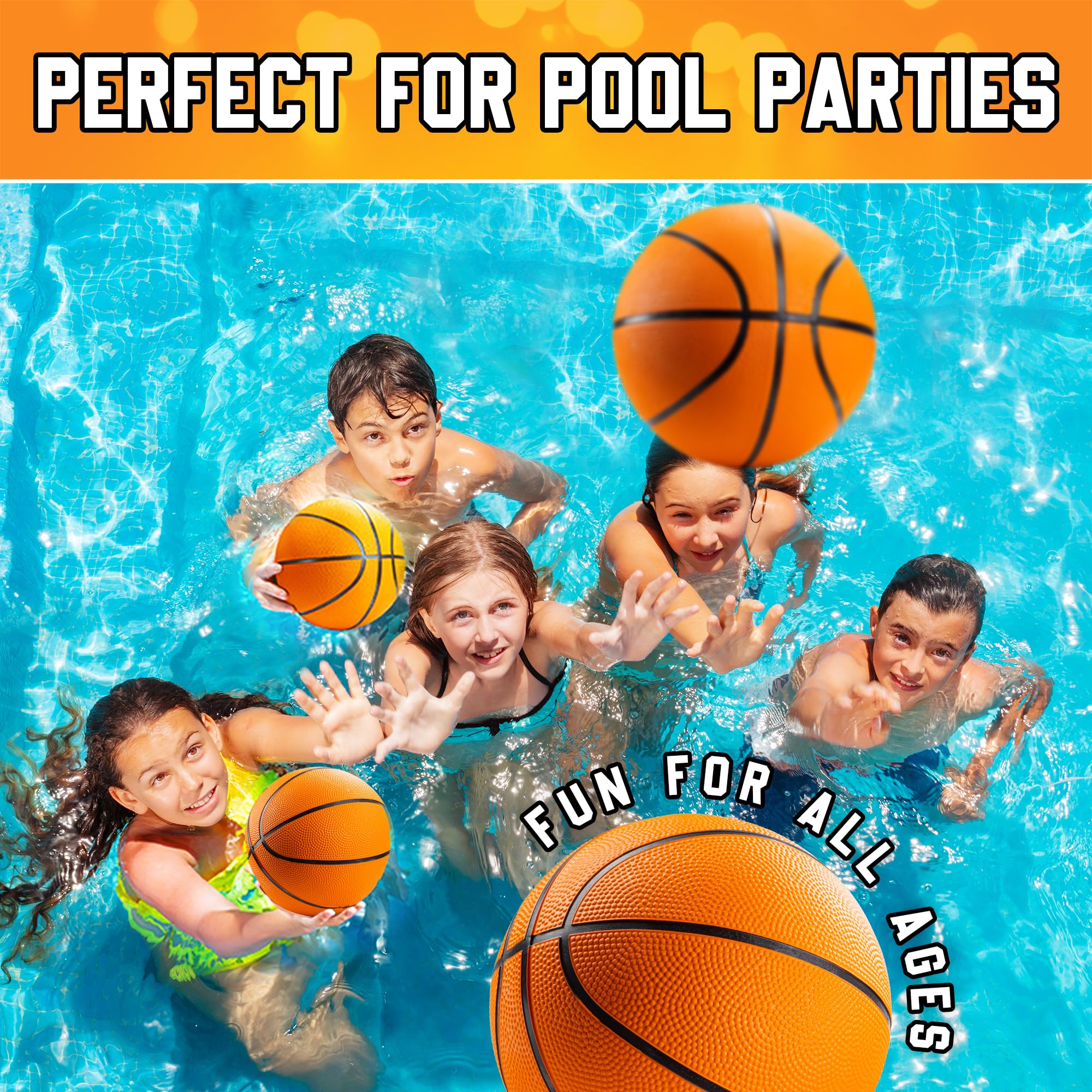 Bedwina Mini Basketball - 7 Inch, Size 3 - Mini Hoop Outdoor & Indoor Set, Perfect for Pool Parties & Kids Arcade Games