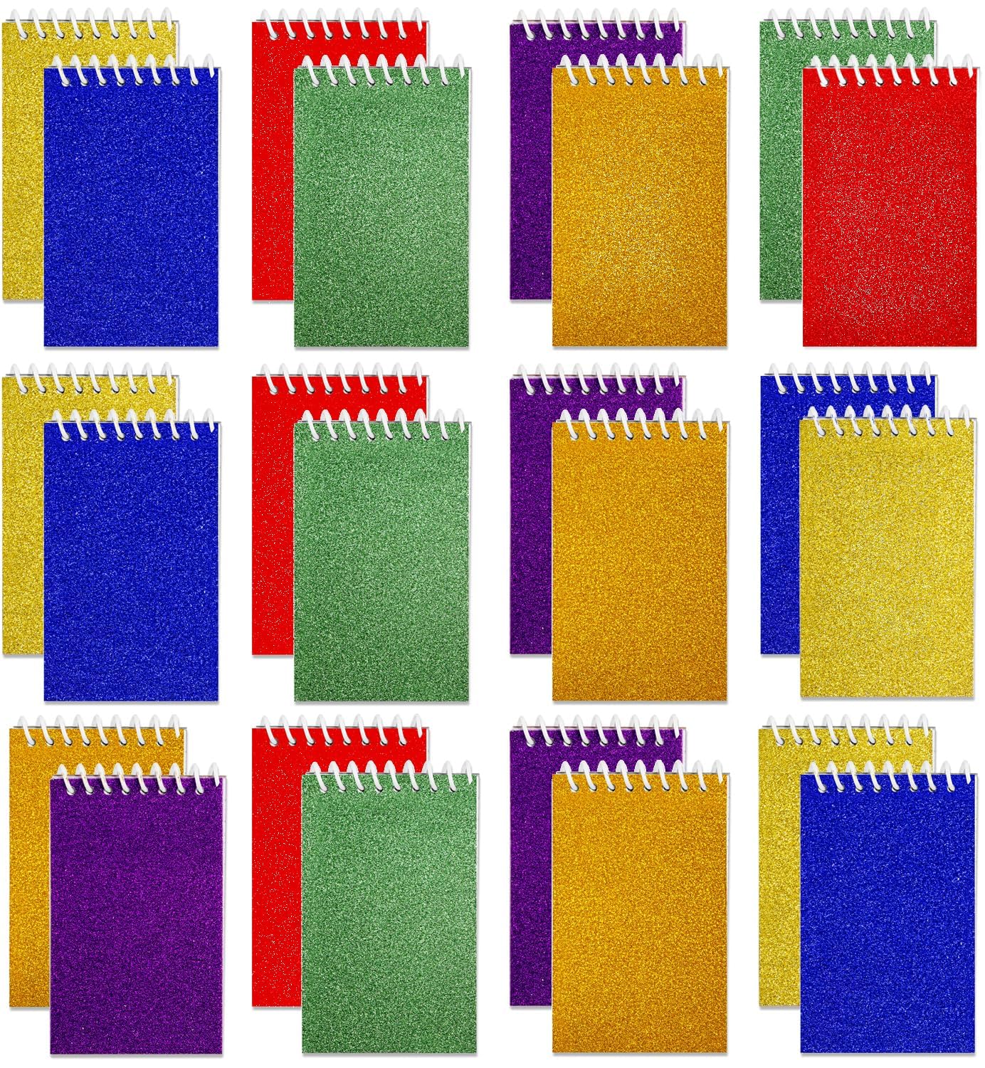 Bedwina Mini Prism Spiral Notepads - (Bulk Pack of 24) Small Pocket Mini Notepads for Kids, 2.5 Inch x 3.6 Inch - Spiral Sketch Memo Note Pads for Party Favor Gifts and Goodie Bags
