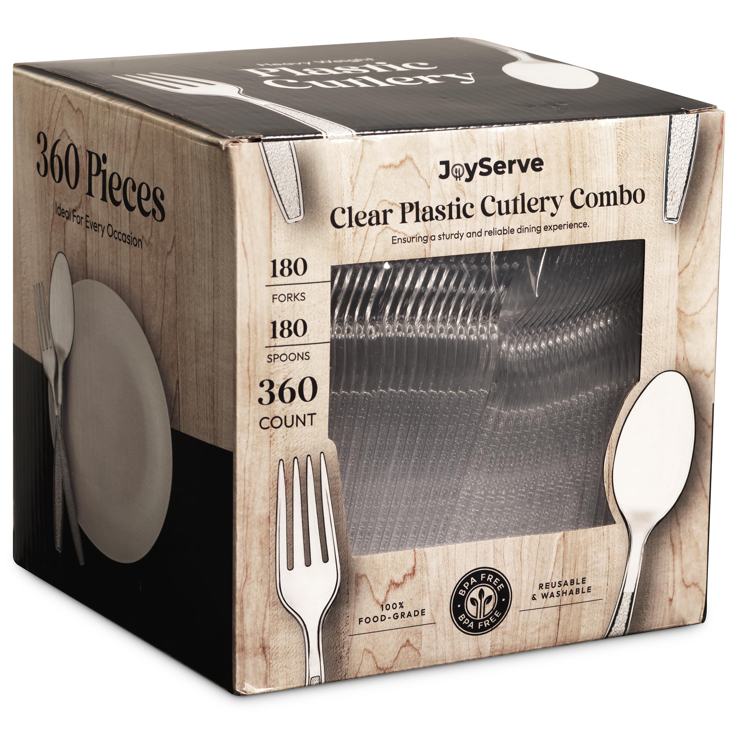 Clear Plastic Cutlery Set - Disposable Plastic Utensils Heavy Duty, Silverware Sets for Party Supplies, Dinners, Take-Out, Catering, Food Services