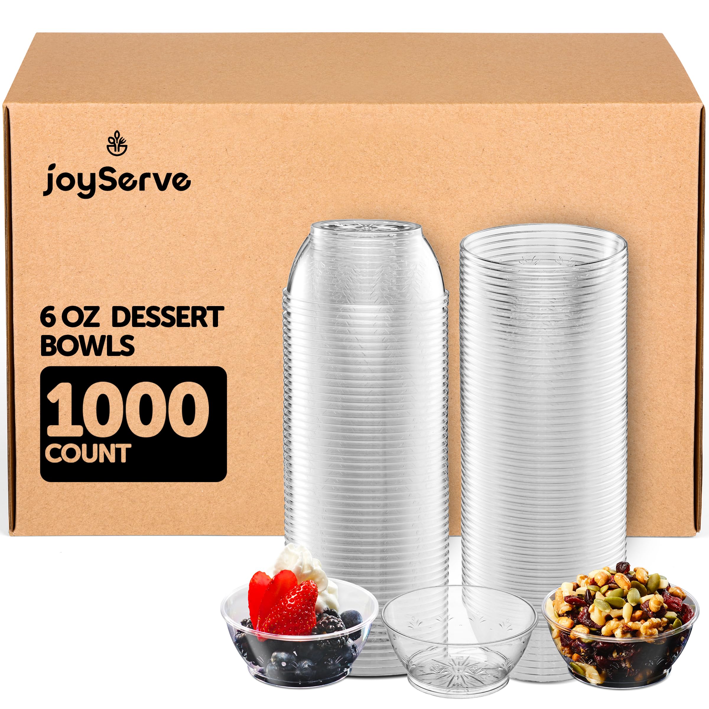 Clear Mini Plastic Bowls - 6 Oz Disposable Premium Hard Plastic Dessert Bowls for Serving, Weddings, Catering, Parties, Ice Cream, Salsa Home or Event Party Supplies