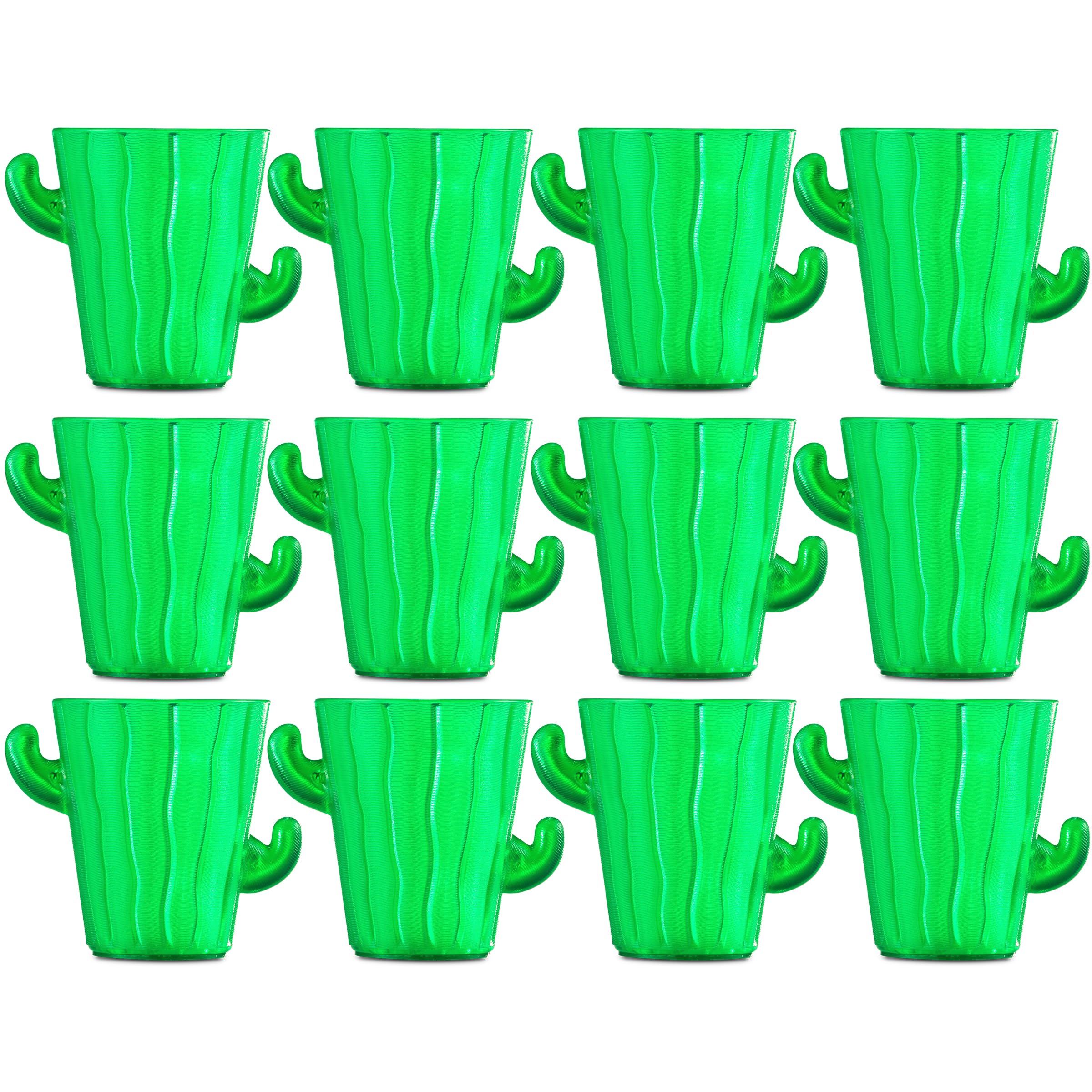 Cactus Plastic Shot Glasses - 2-Oz Shot Glasses Funny Cute Novelty Set for Bachelorette, Western, Cinco de Mayo, Tequila, Fiesta Themed Party Supplies, BPA-Free, Dishwasher-Safe, Green