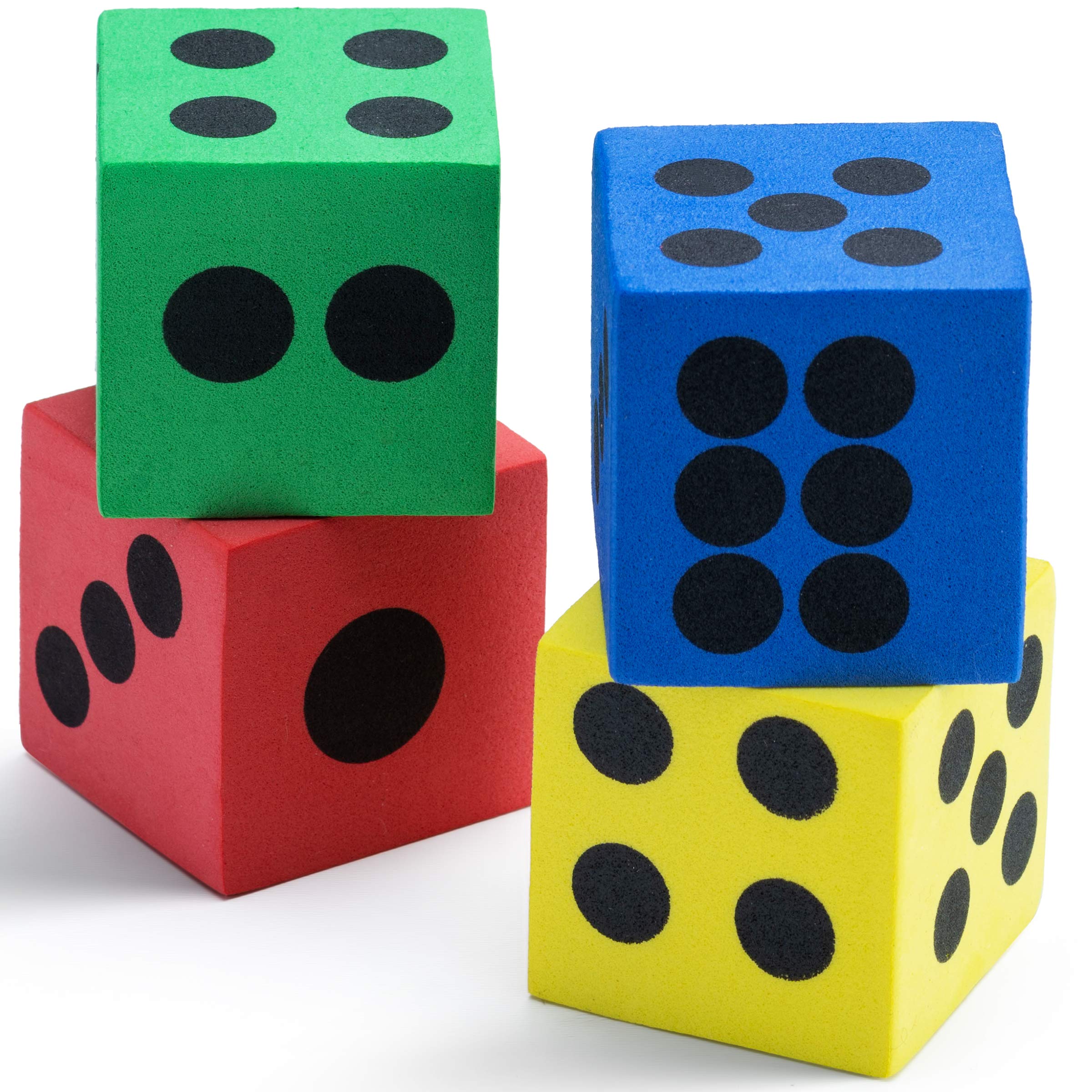 Foam Dice Set - Bulk Pack of 36, 1.5 Inch Large Assorted Colorful Foam Dice Cubes with Number Dots, Use for Kids, Classrooms, Math Games, Building Toys, Party Supplies by Bedwina