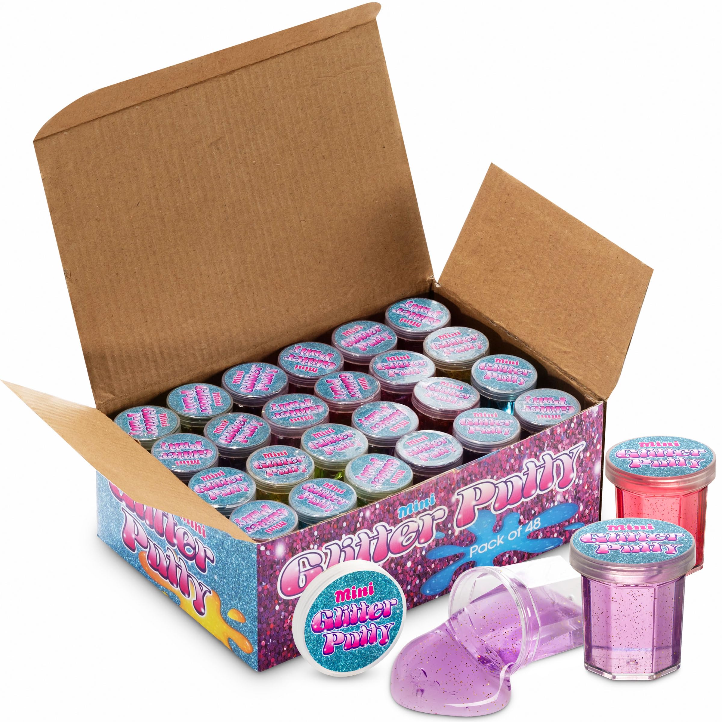 Mini Glitter Putty - (Bulk Pack of 768) Mini Slime for Kids Party Favors in Assorted Neon Rainbow Colors for Birthday Party Favor, Fidget Toys, and Prizes