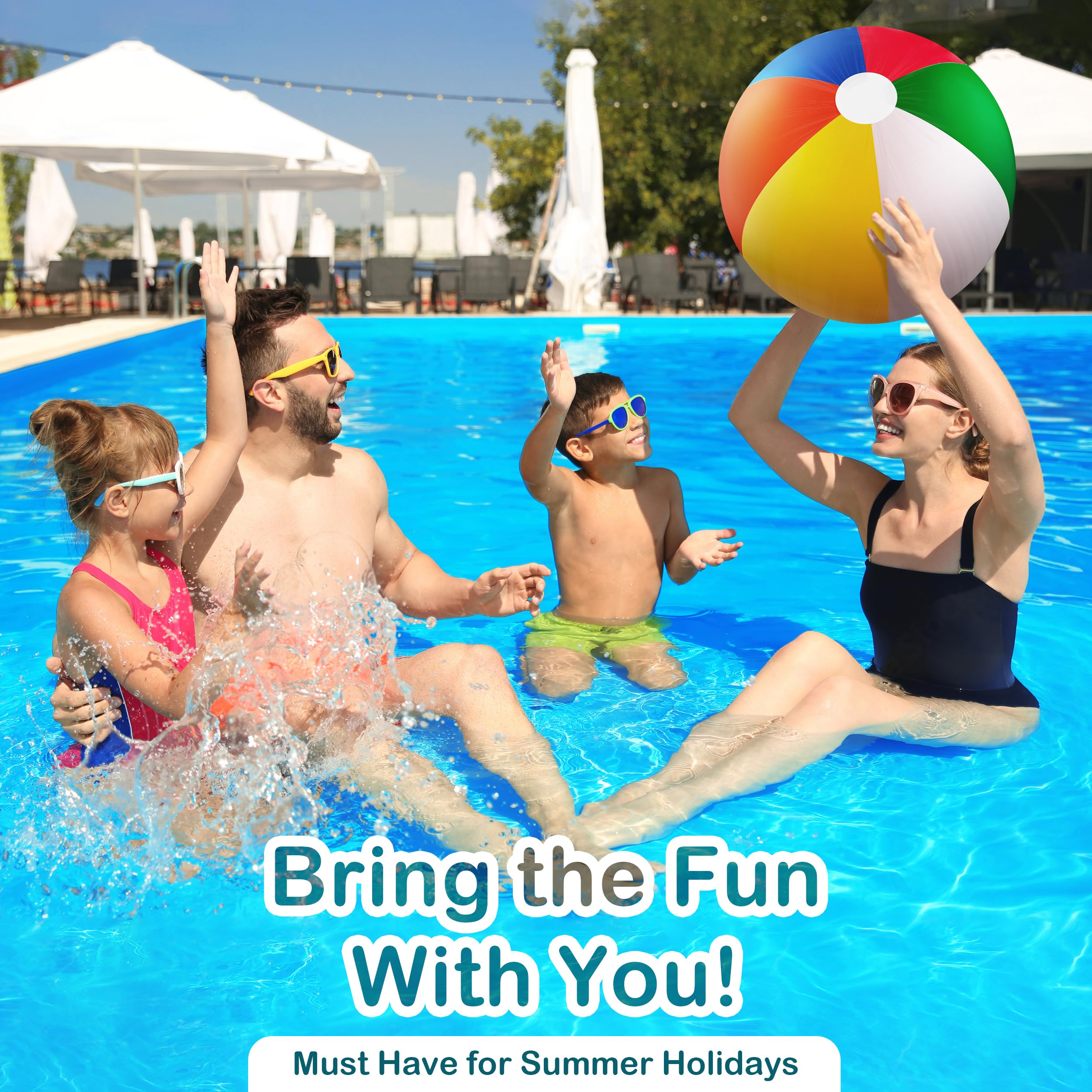 24-inch Giant Beach Ball - (Pack of 3) Big Inflatable Beach Balls for Pool Toys, Blow Up Large Inflatable Ball Toys for Kids Pool Parties, Themed Birthdays, Beach Events, Summer Party Decorations