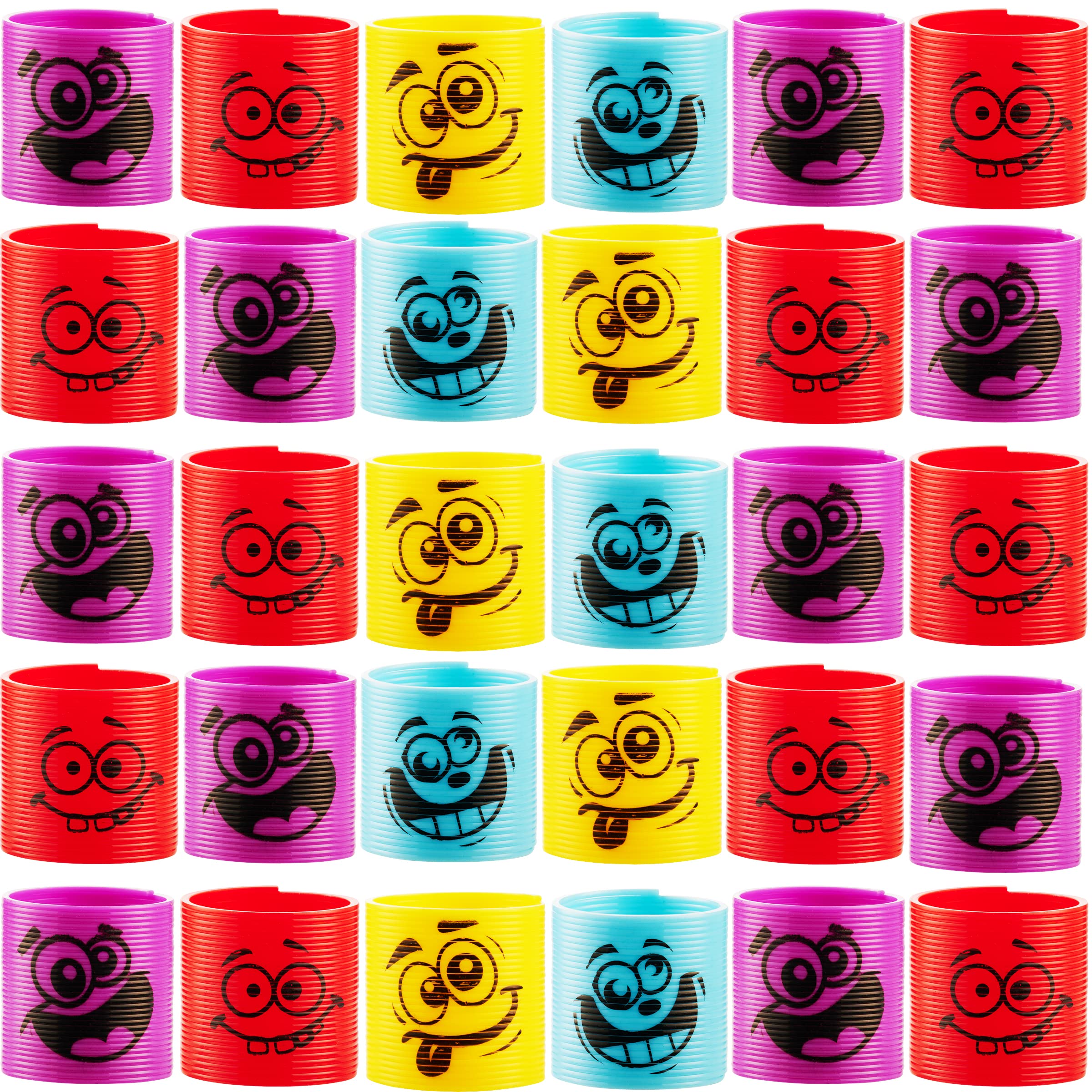 Bedwina Mega Pack of 250 Coil Springs for Kids - Assorted Silly Faces and Colors, Mini Plastic Spring Toy for Party Favors, Carnival Prizes, Gift Goodie Bag Filler, Stocking Stuffers