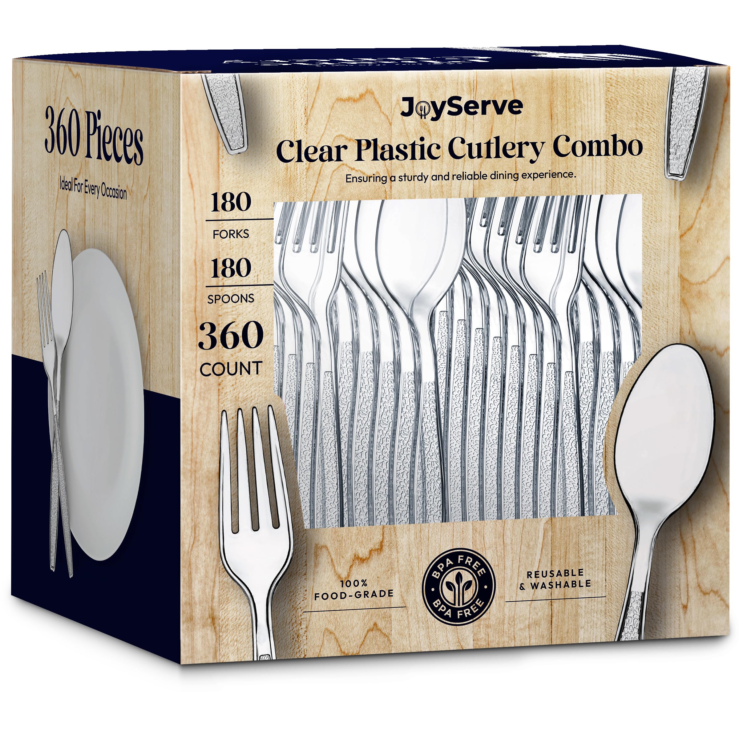 Clear Plastic Cutlery Set - Disposable Plastic Utensils Heavy Duty, Silverware Sets for Party Supplies, Dinners, Take-Out, Catering, Food Services