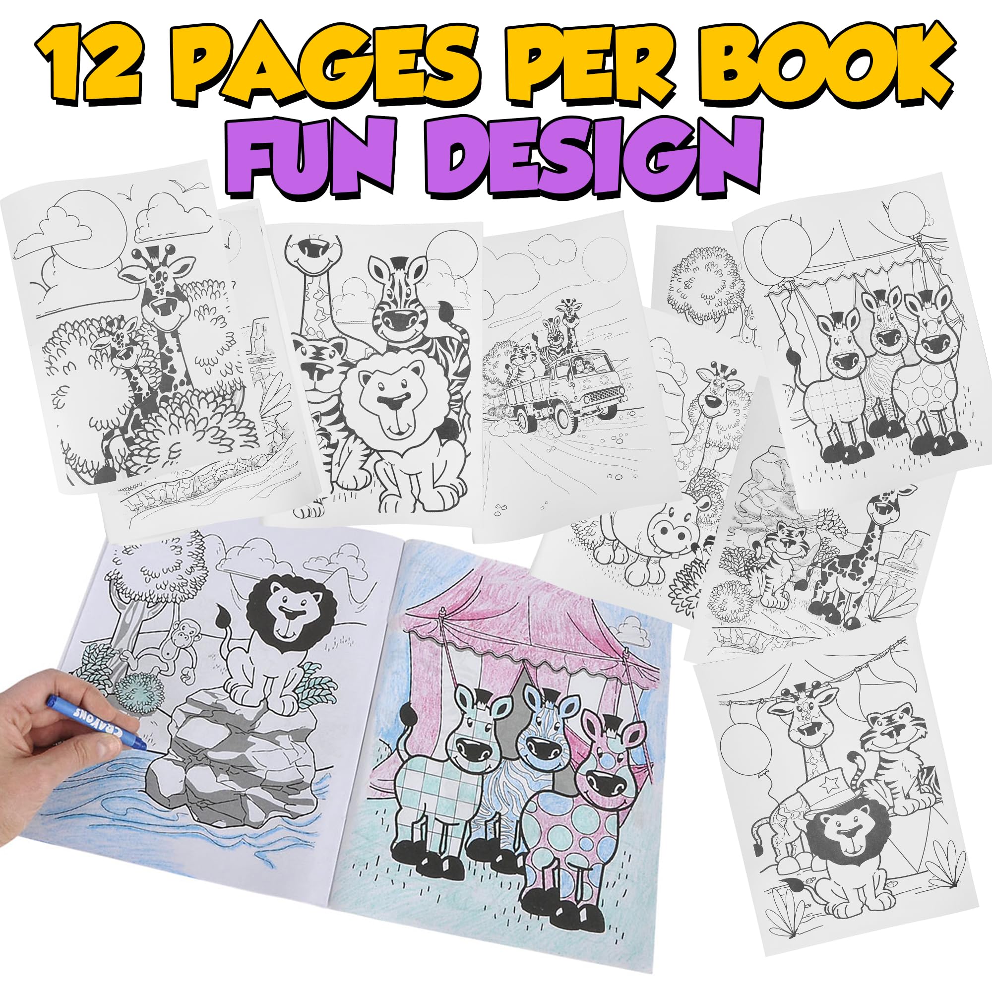 72Pcs Zoo Animal Coloring Books Bulk for Kids - 9"x11" Animal Party Favors with Jungle Safari Animals and Activity Sheets for Goodie Bags, Classrooms and Themed Birthday Supplies (Pack of 72)