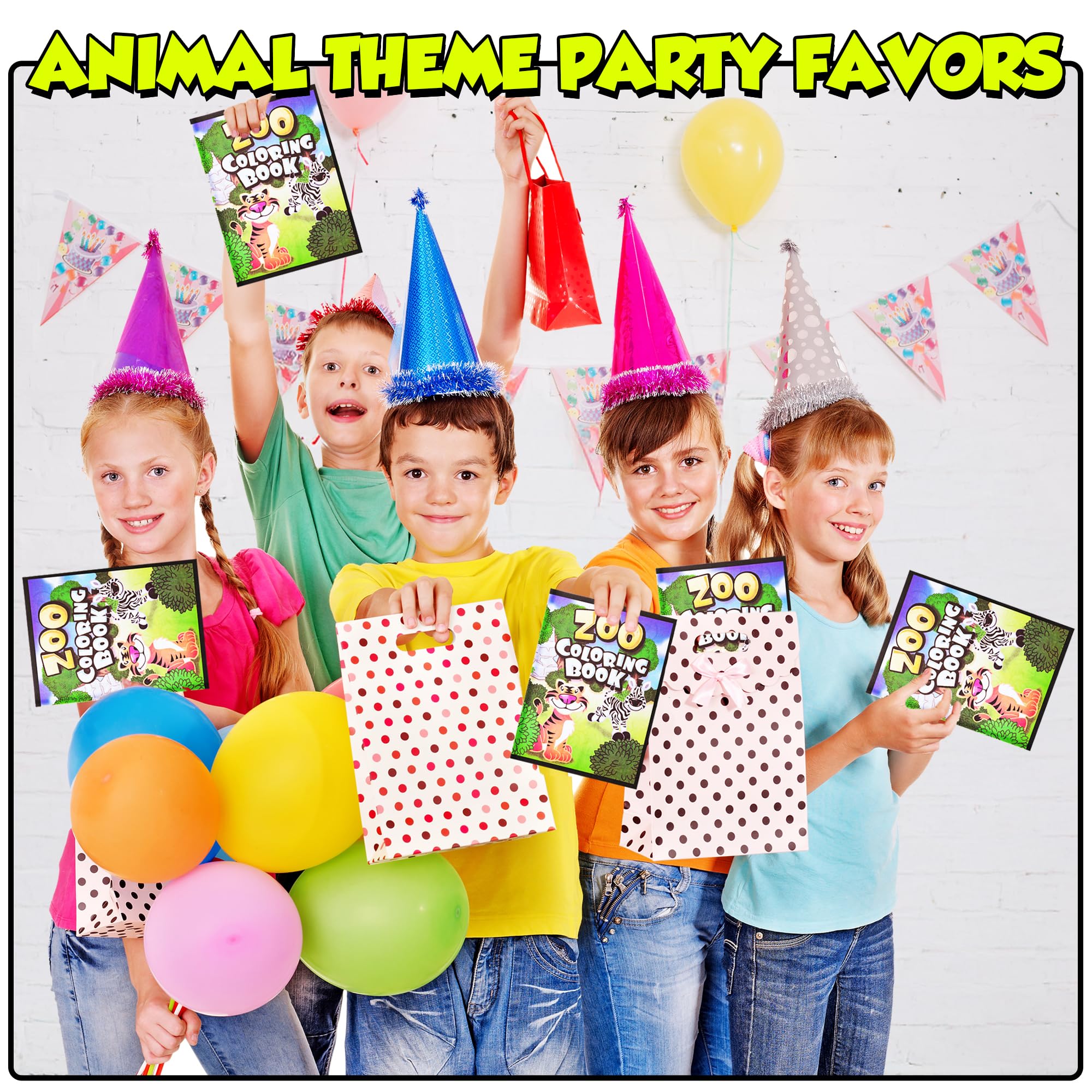72Pcs Zoo Animal Coloring Books Bulk for Kids - 9"x11" Animal Party Favors with Jungle Safari Animals and Activity Sheets for Goodie Bags, Classrooms and Themed Birthday Supplies (Pack of 72)