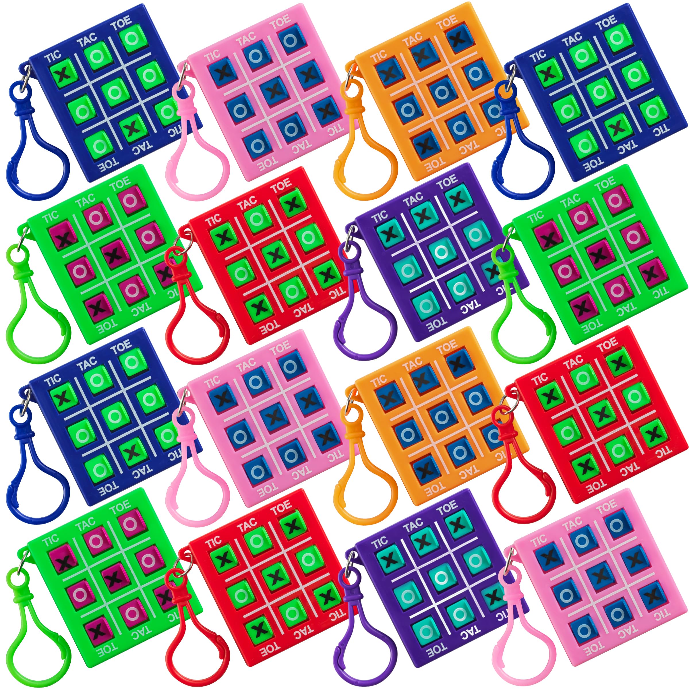 24 Mini Tic Tac Toe Games - Party Favors for Kids 3-5 and Up - 2-Inch Travel Size - Tic-Tac-Toe Keychain Game for Boys & Girls - Goody Bag Stuffers, Classroom Prizes, Valentine's Day, Birthday Gifts