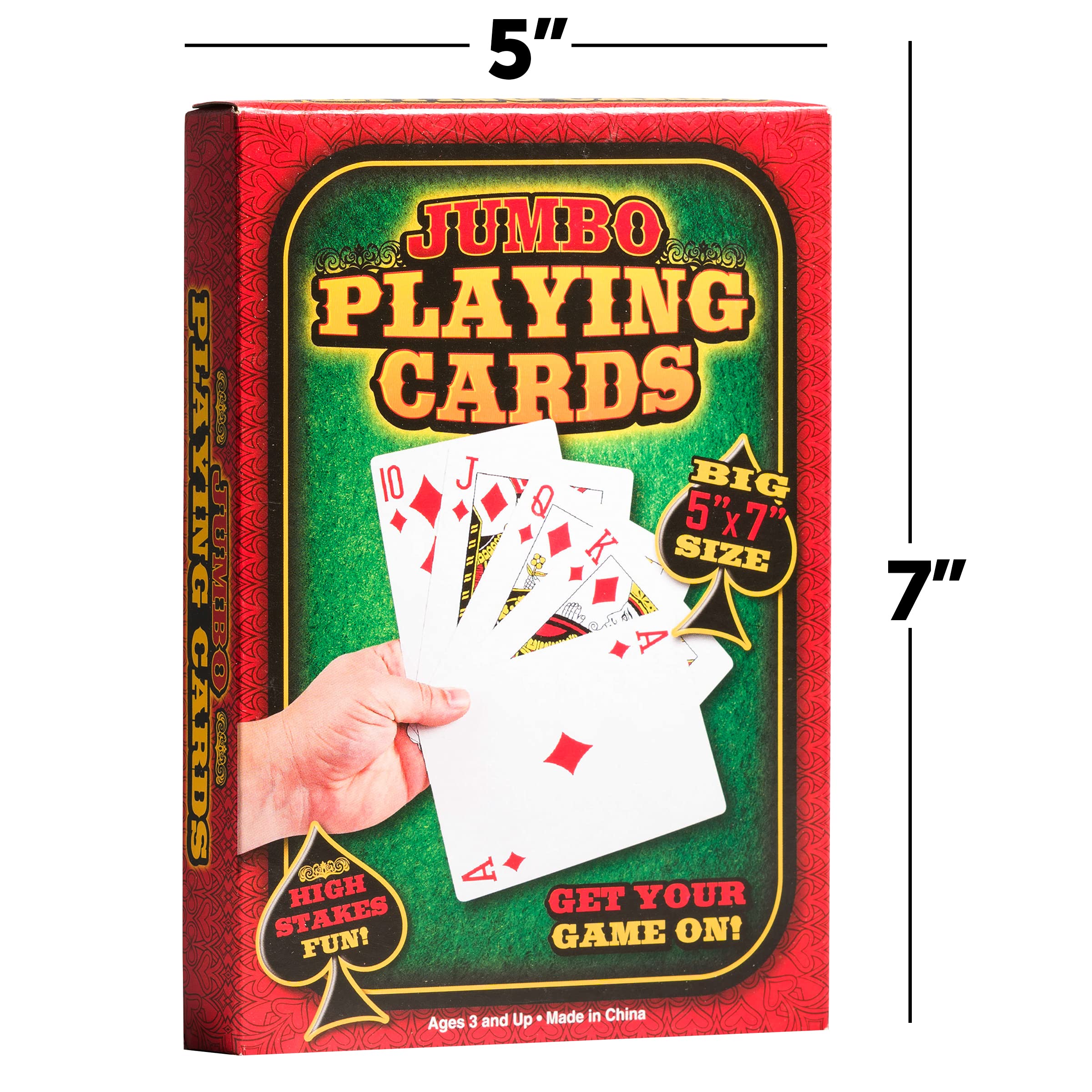 Jumbo Large Playing Cards - Big 5 x 7 Inch Giant Deck of Huge Poker Playing Cards for Casino Theme Party Decorations Game Night and Magic Supplies