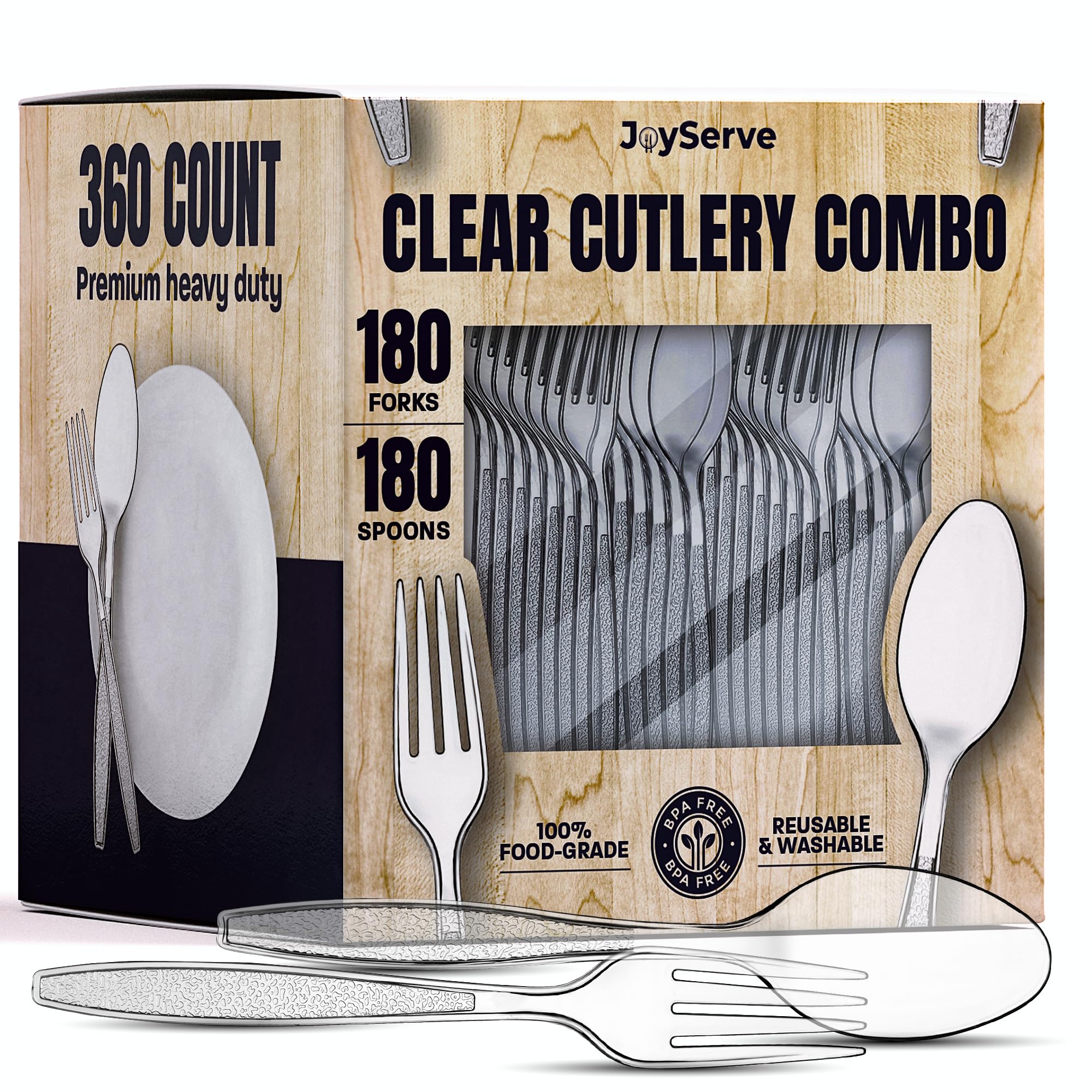 Clear Plastic Cutlery Set - Disposable Plastic Utensils Heavy Duty, Silverware Sets for Party Supplies, Dinners, Take-Out, Catering, Food Services