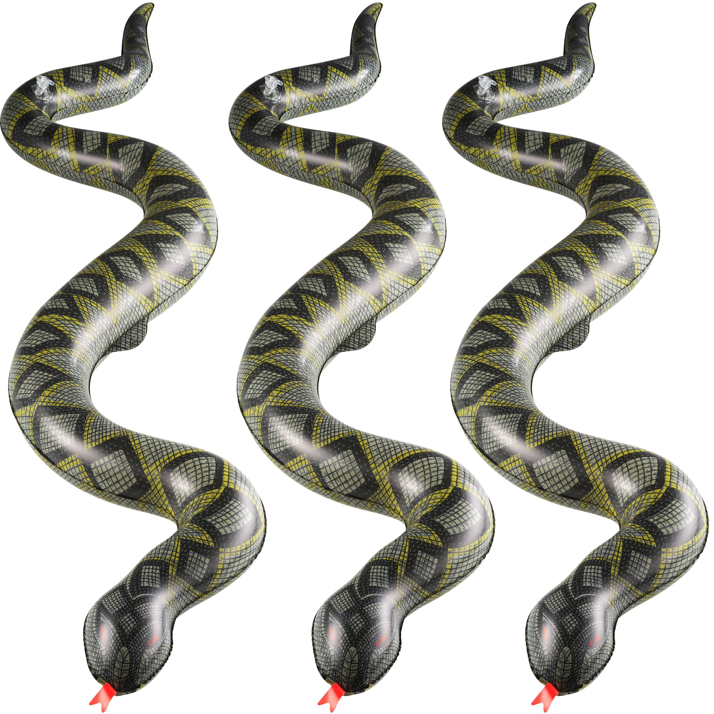 Inflatable Snakes for Pool (3 Pack) - 39 Inch Blow Up Fake Snake Toys for Pool Party, Backyard & Garden - Repels Ducks, Frogs & Birds - Jungle Safari Outdoor Décor