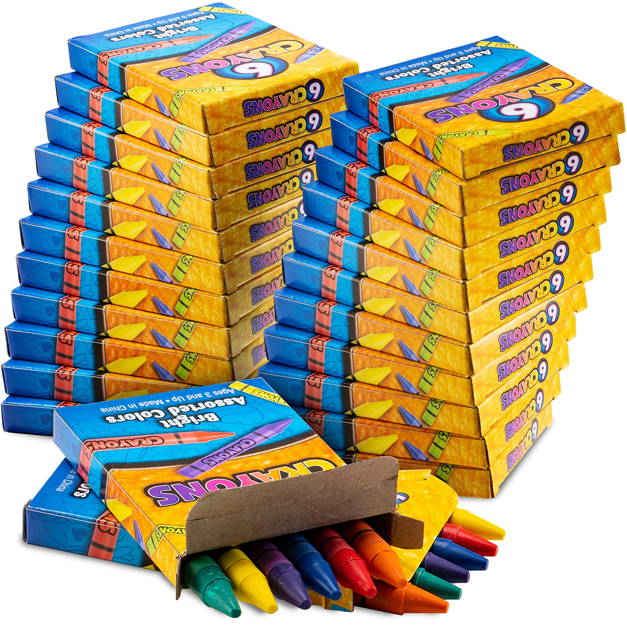 Bedwina Bulk Crayons - Packs of 6 Colors - Crayons Bulk School Supplies For Kids & Toddler, Teachers & Classroom, Nontoxic Travel Crayons Party Favors, Restaurants, Goody Bags Stocking Stuffers