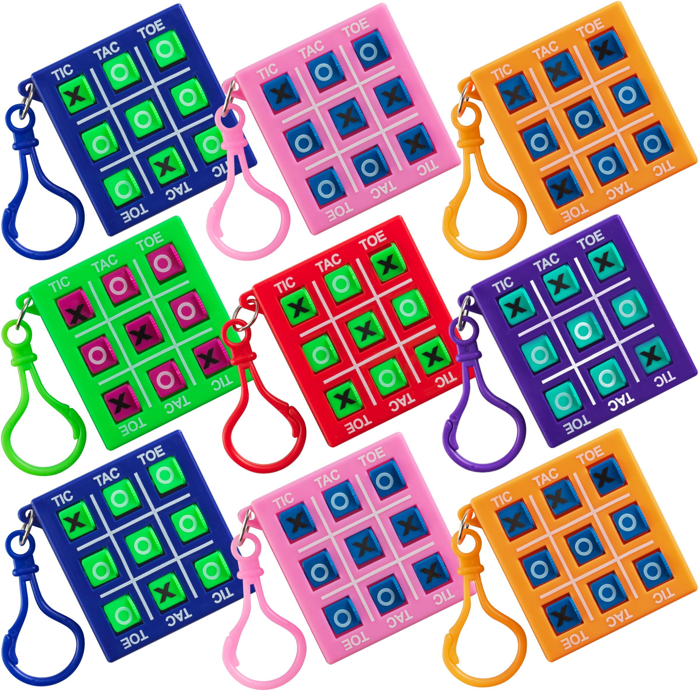 Mini Tic Tac Toe Keychain Games - (Bulk Pack of 12) 2-Inch Travel Tic-Tac-Toe Mini Board Game for Kids, Boys & Girls Party Favors, Goody Bag Stuffers, Classroom Prizes, Backpacks, Birthday Gifts